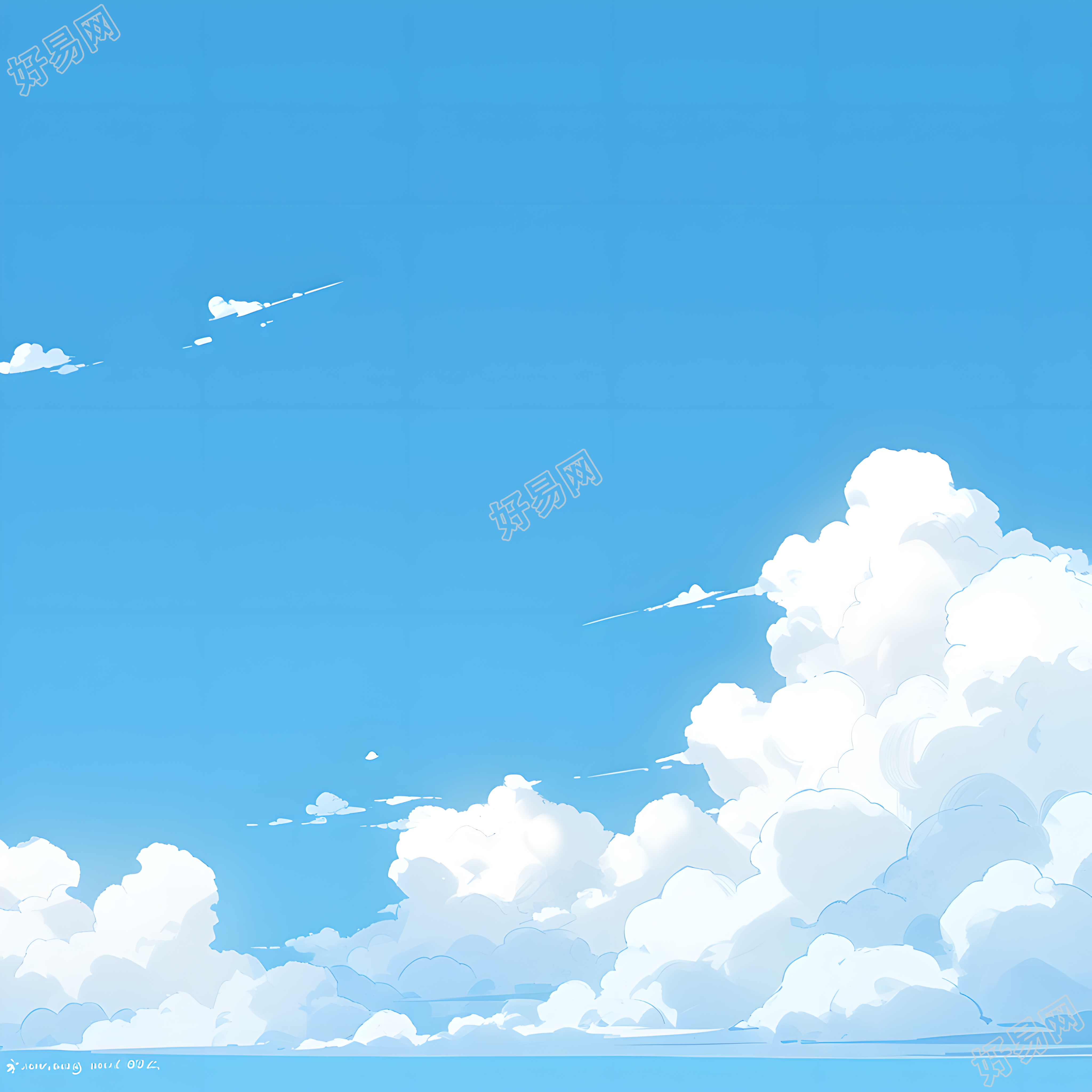 蓝天背景卡通插画设计