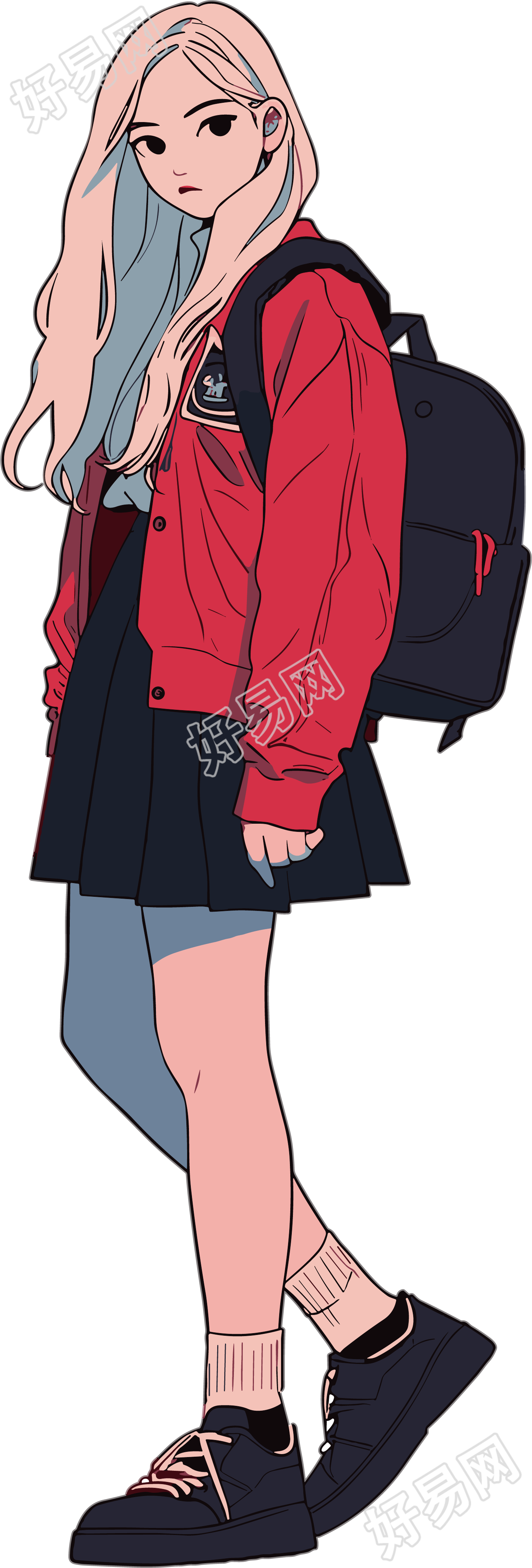 卡通学生透明背景插画