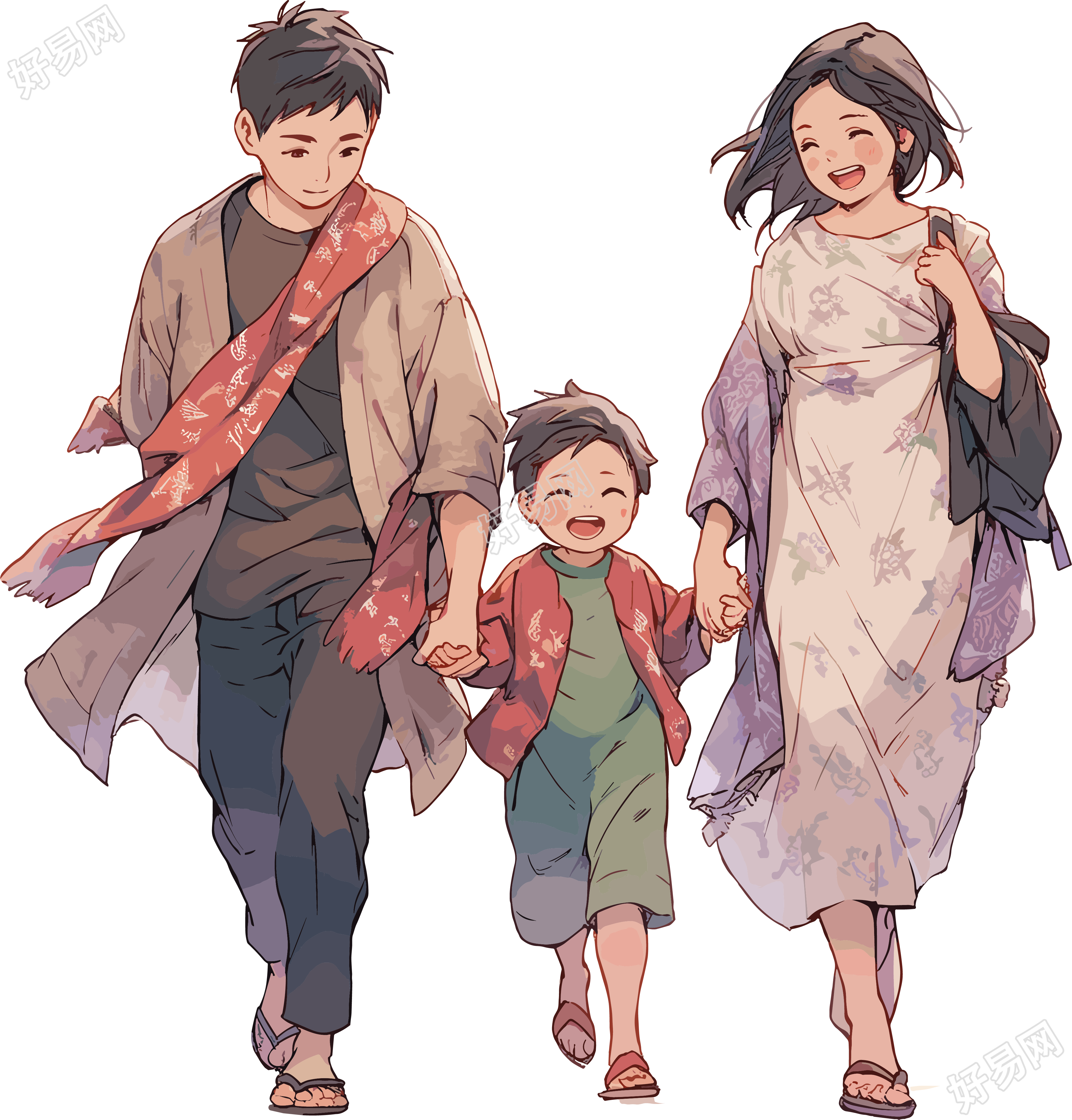 温馨家庭插图