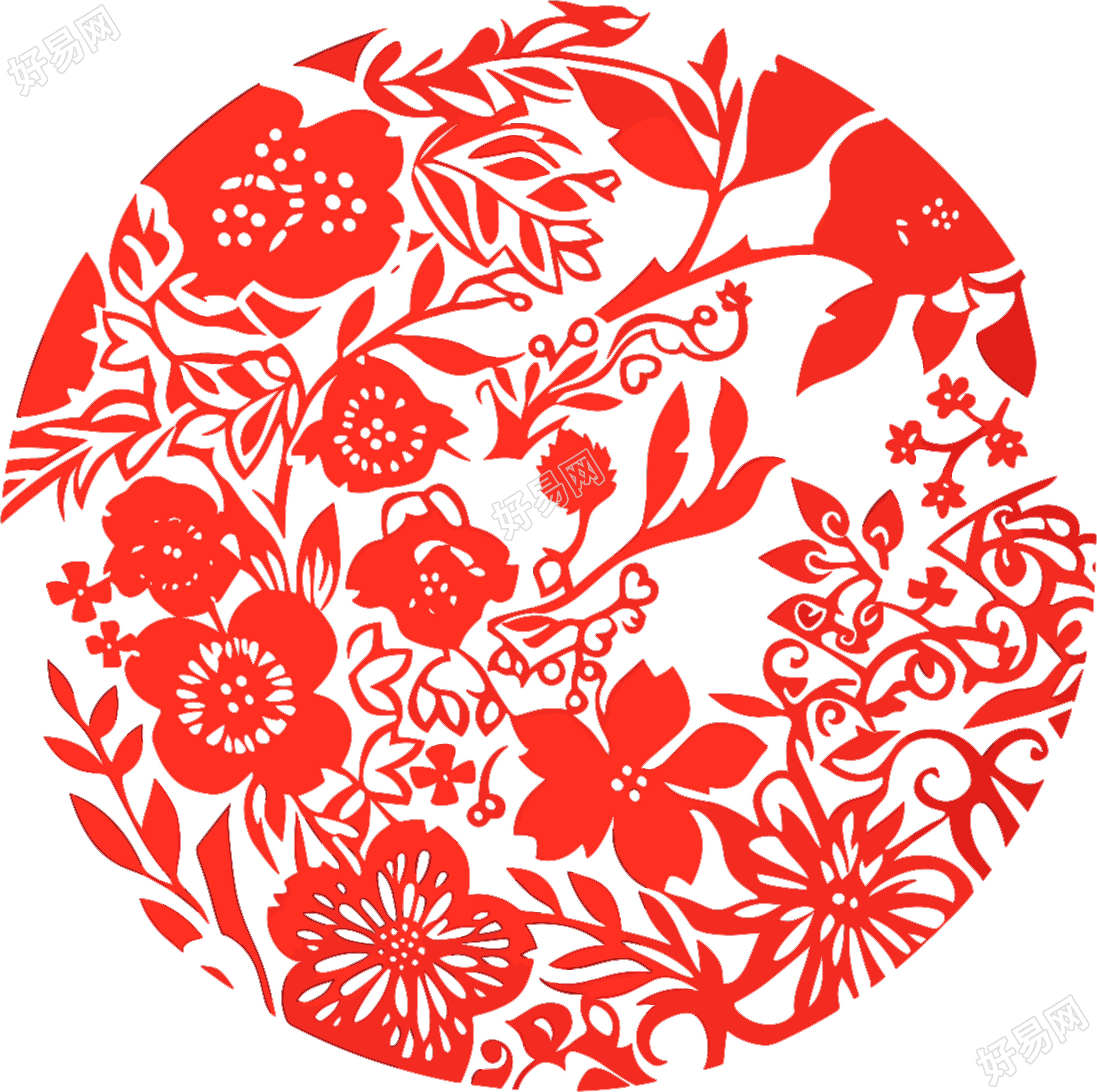 红色剪纸创意设计素材