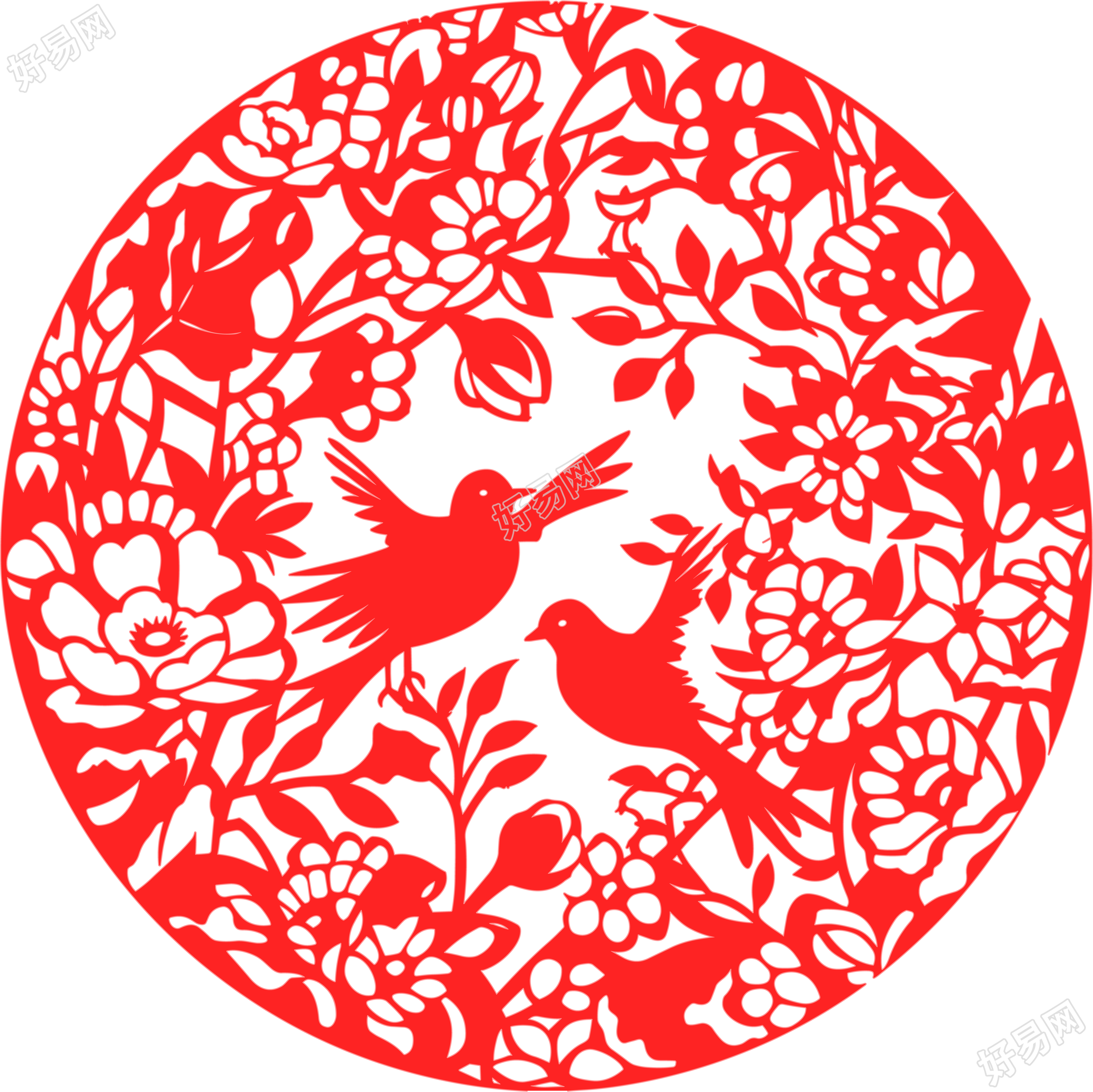 红色剪纸商业设计元素