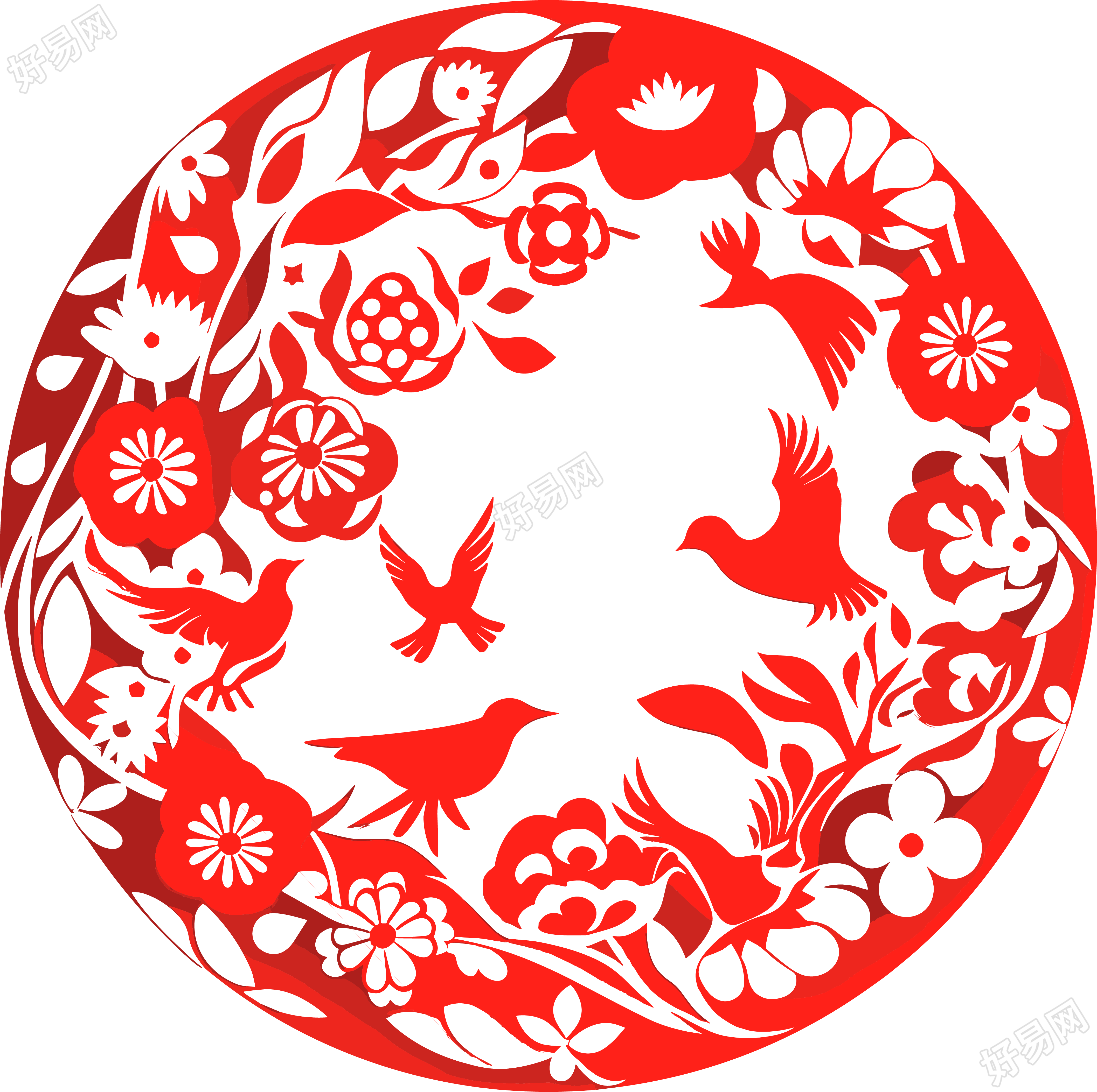 红色剪纸创意图形素材