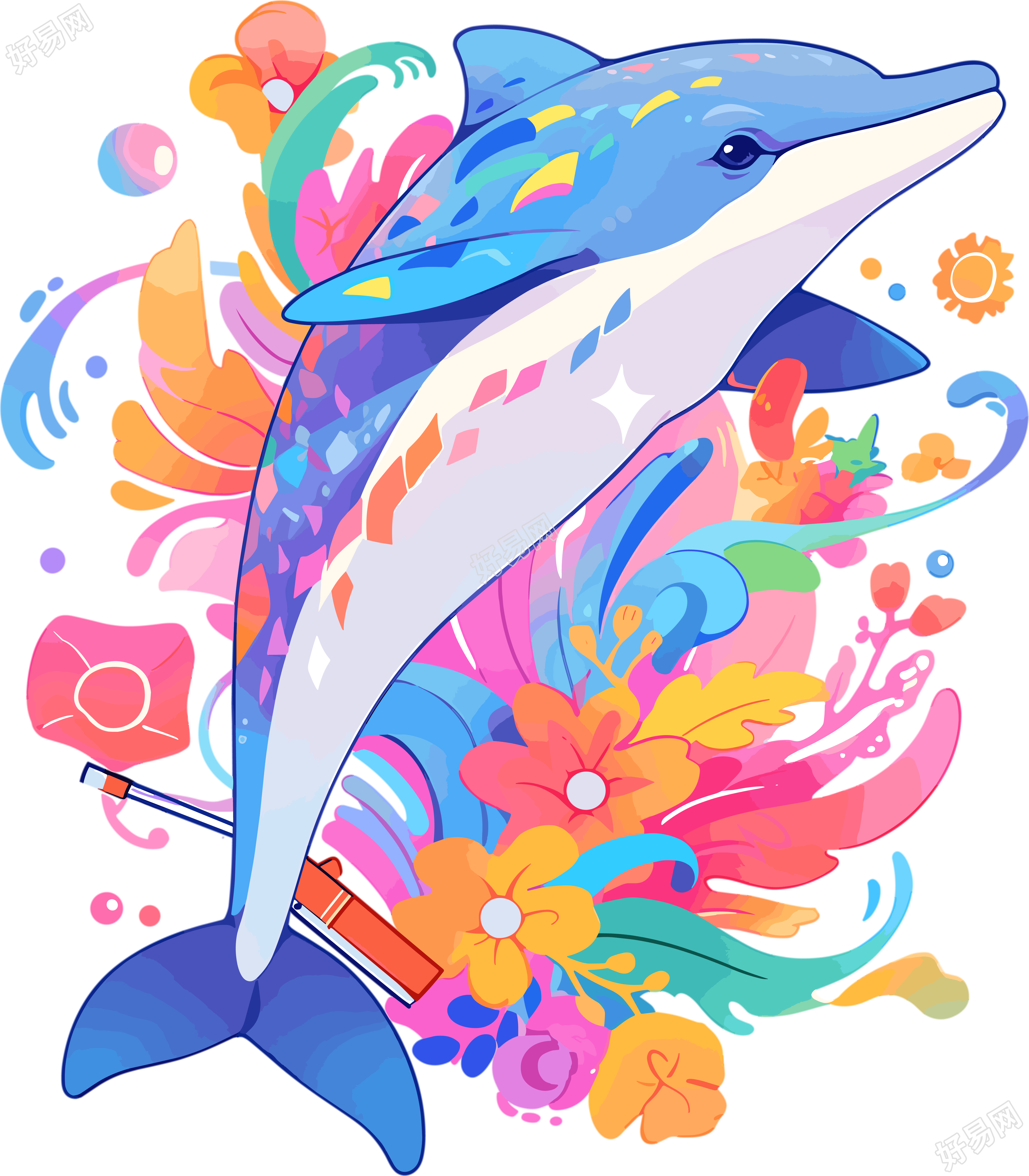 海豚插画设计元素