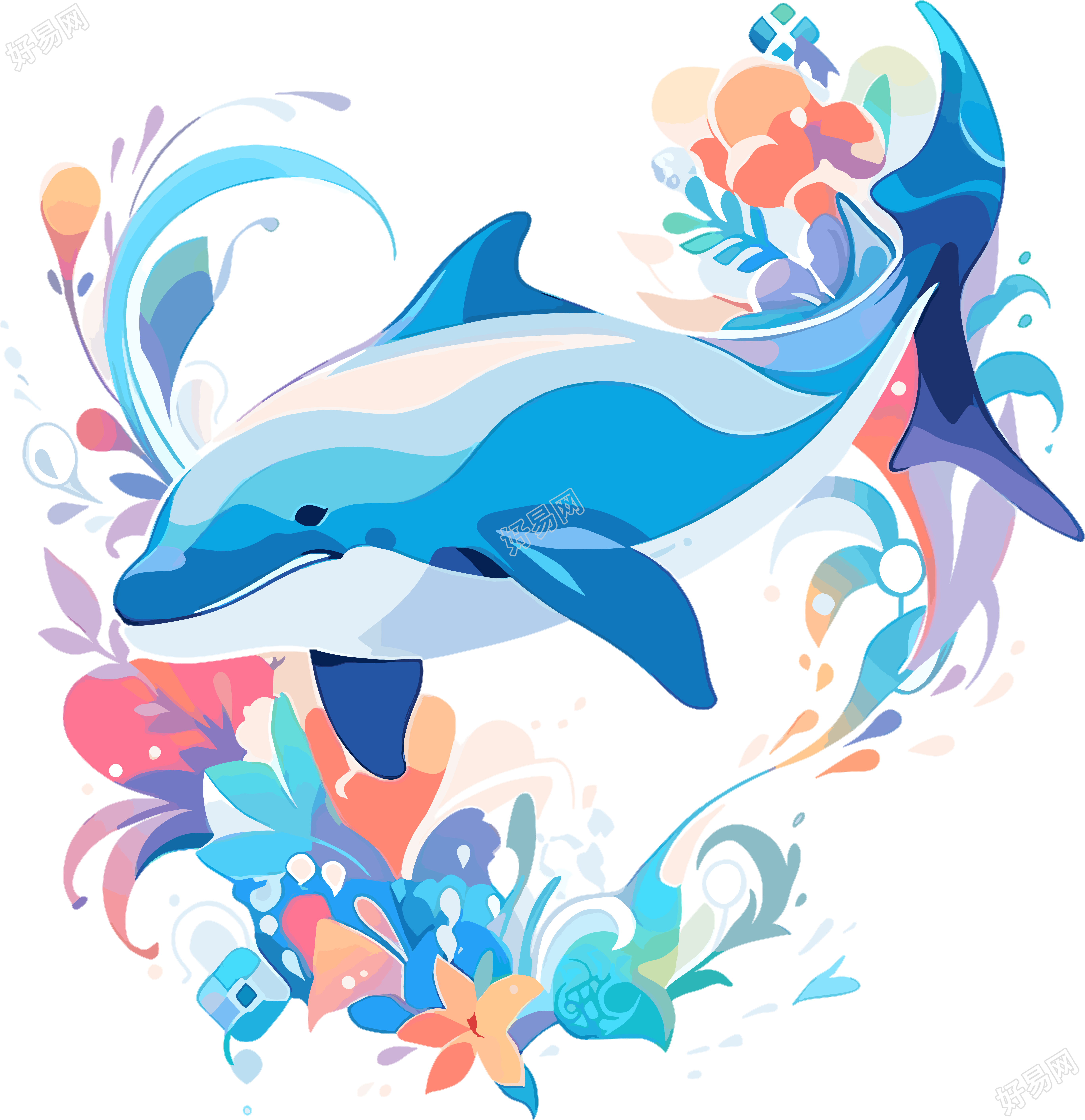 海豚创意插画设计