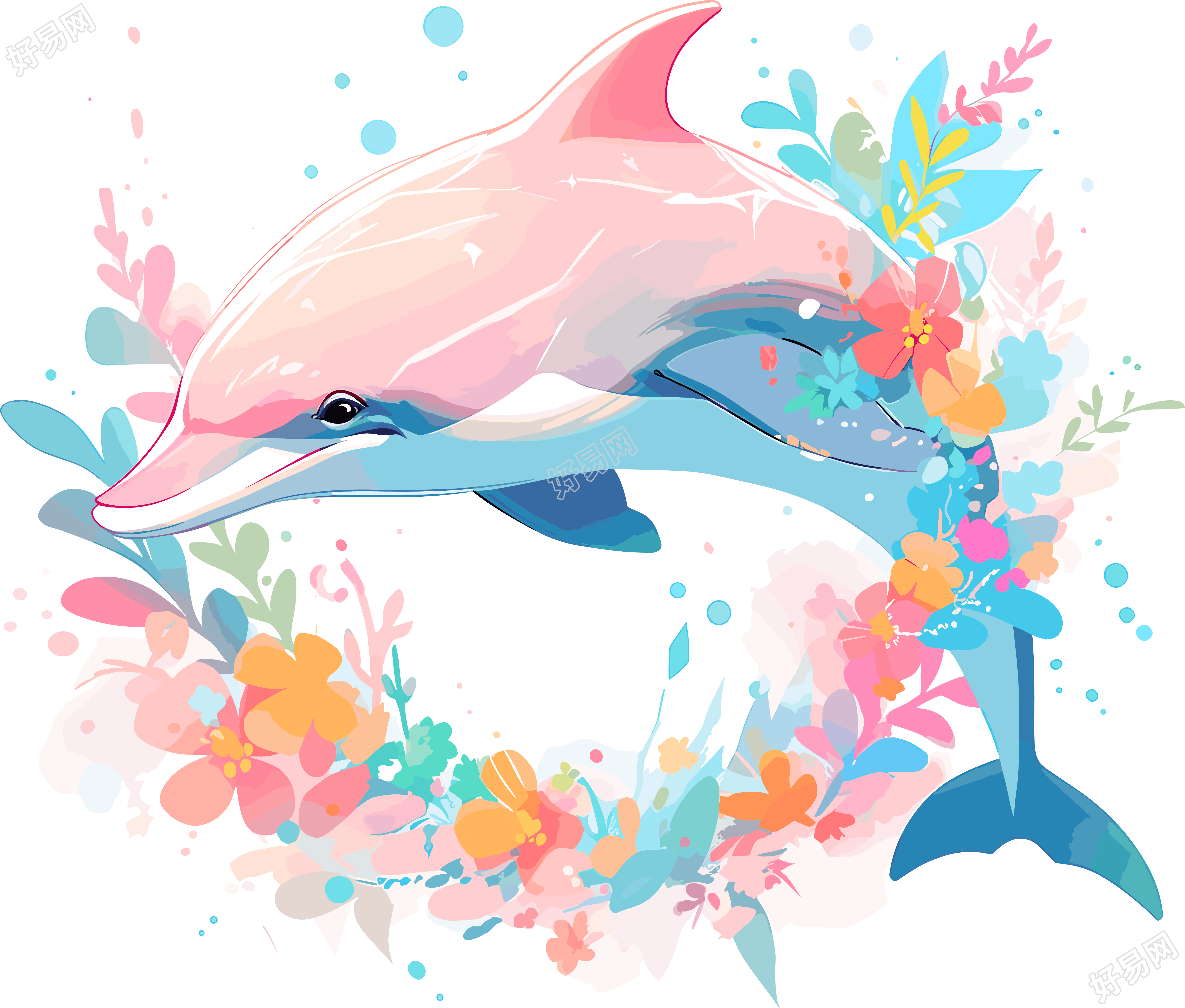 可爱海豚插画设计素材