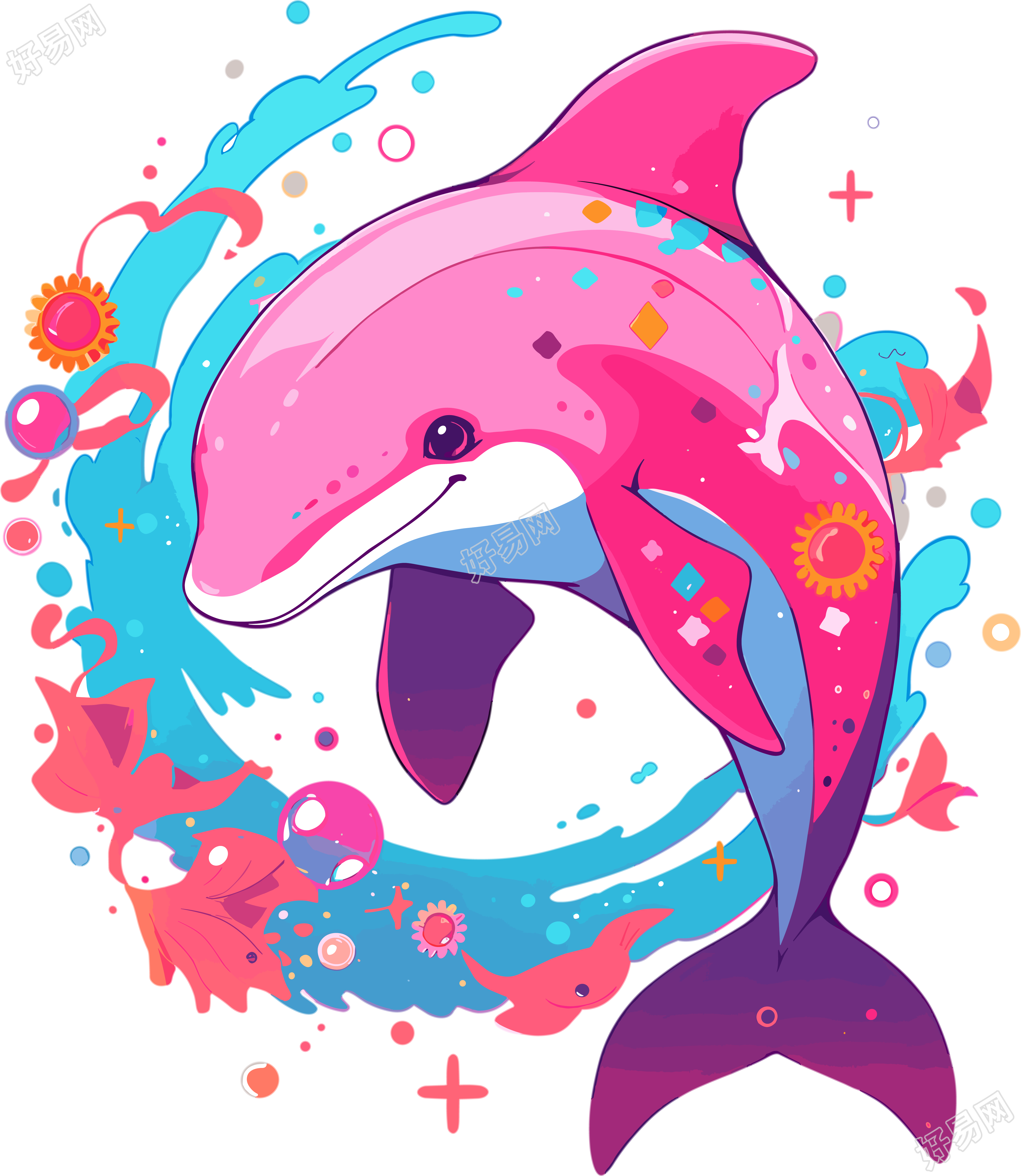 海豚插画设计素材