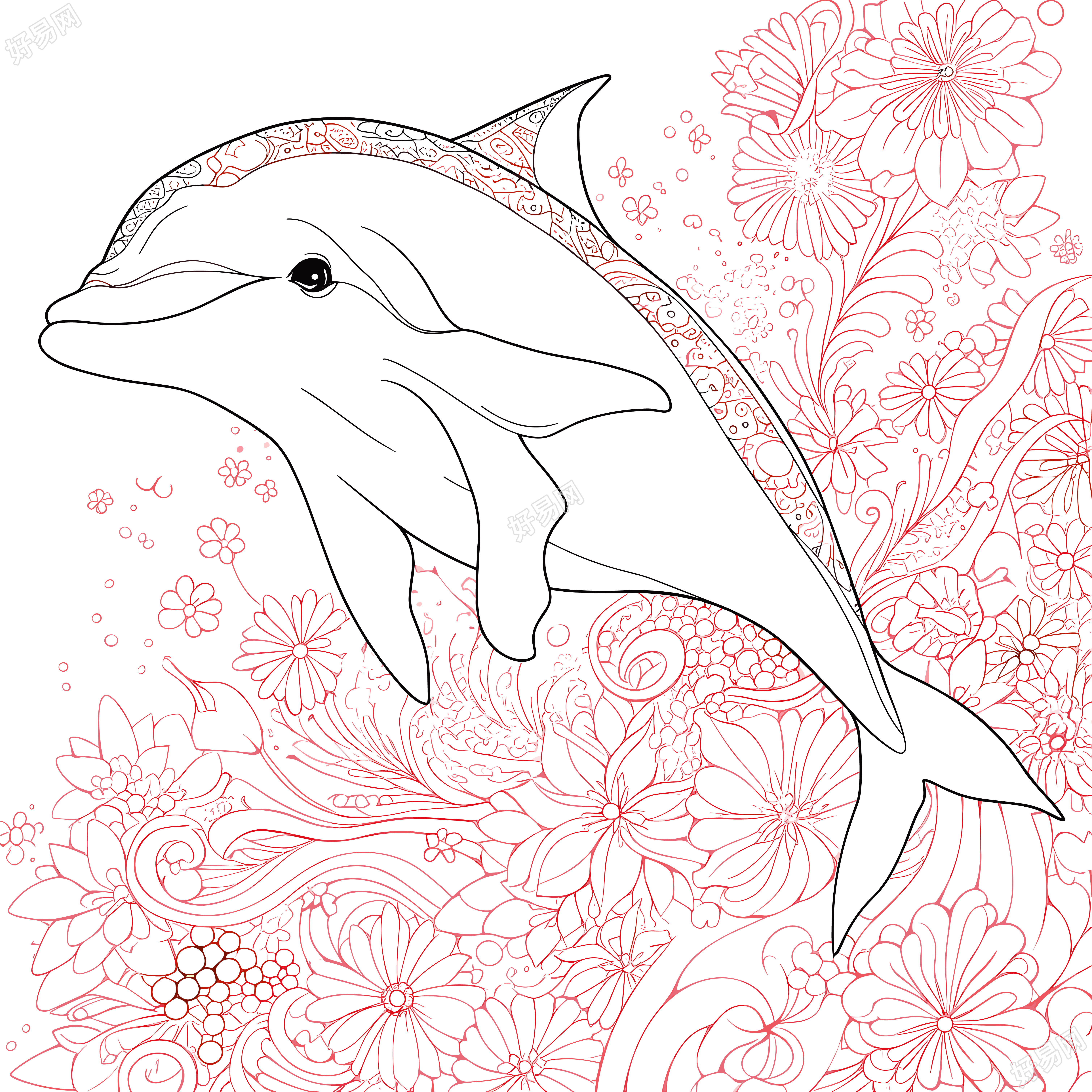 可爱海豚插画设计元素