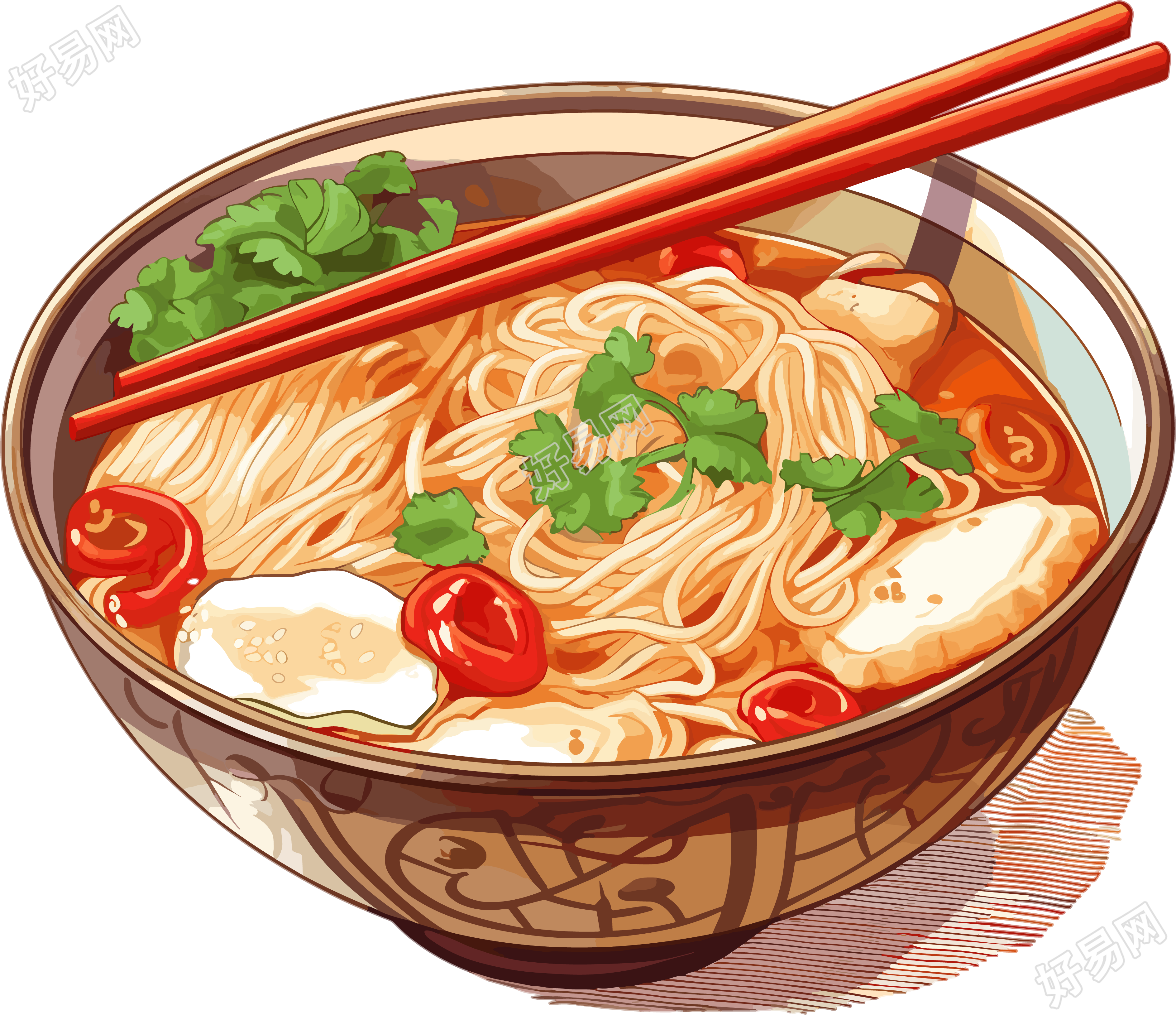螺蛳粉透明背景插画