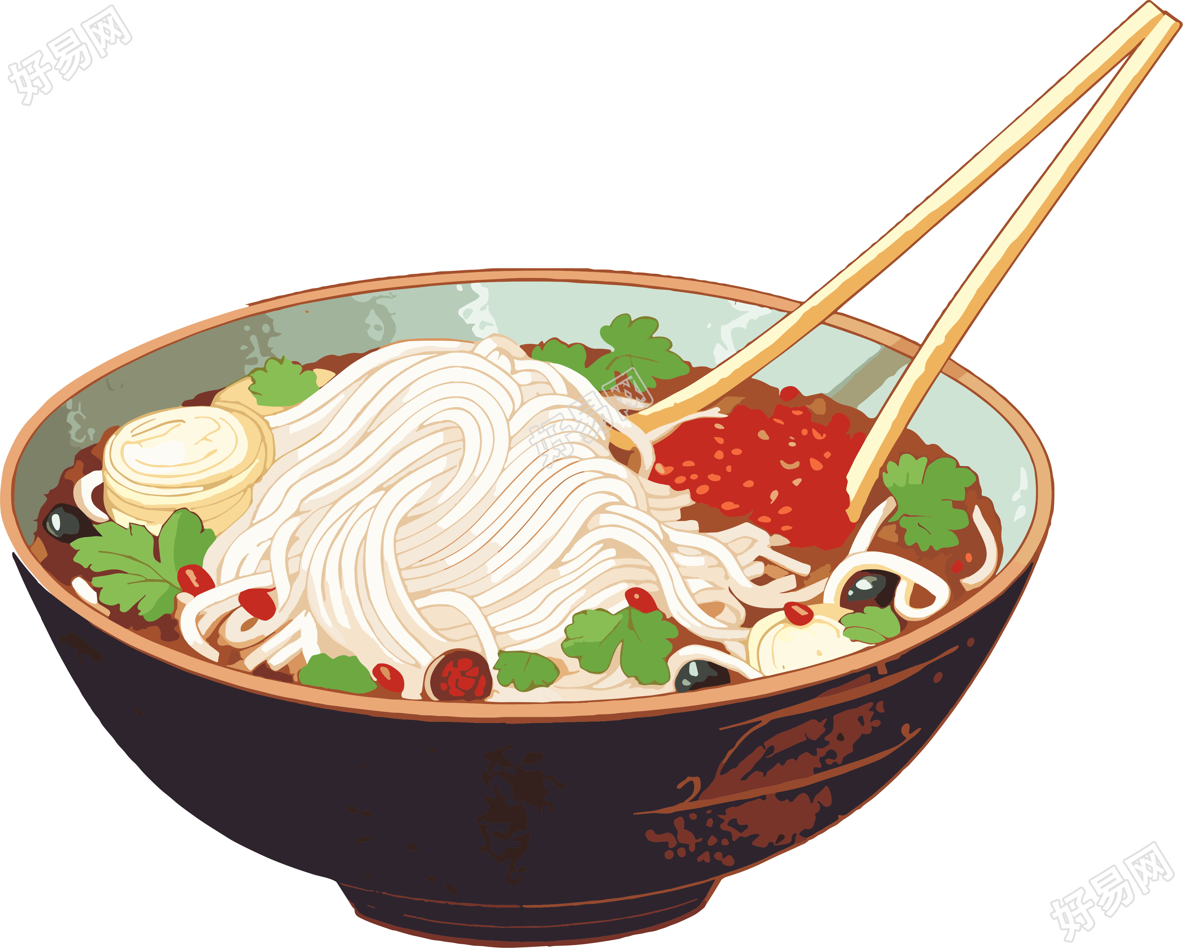 螺蛳粉插画设计元素