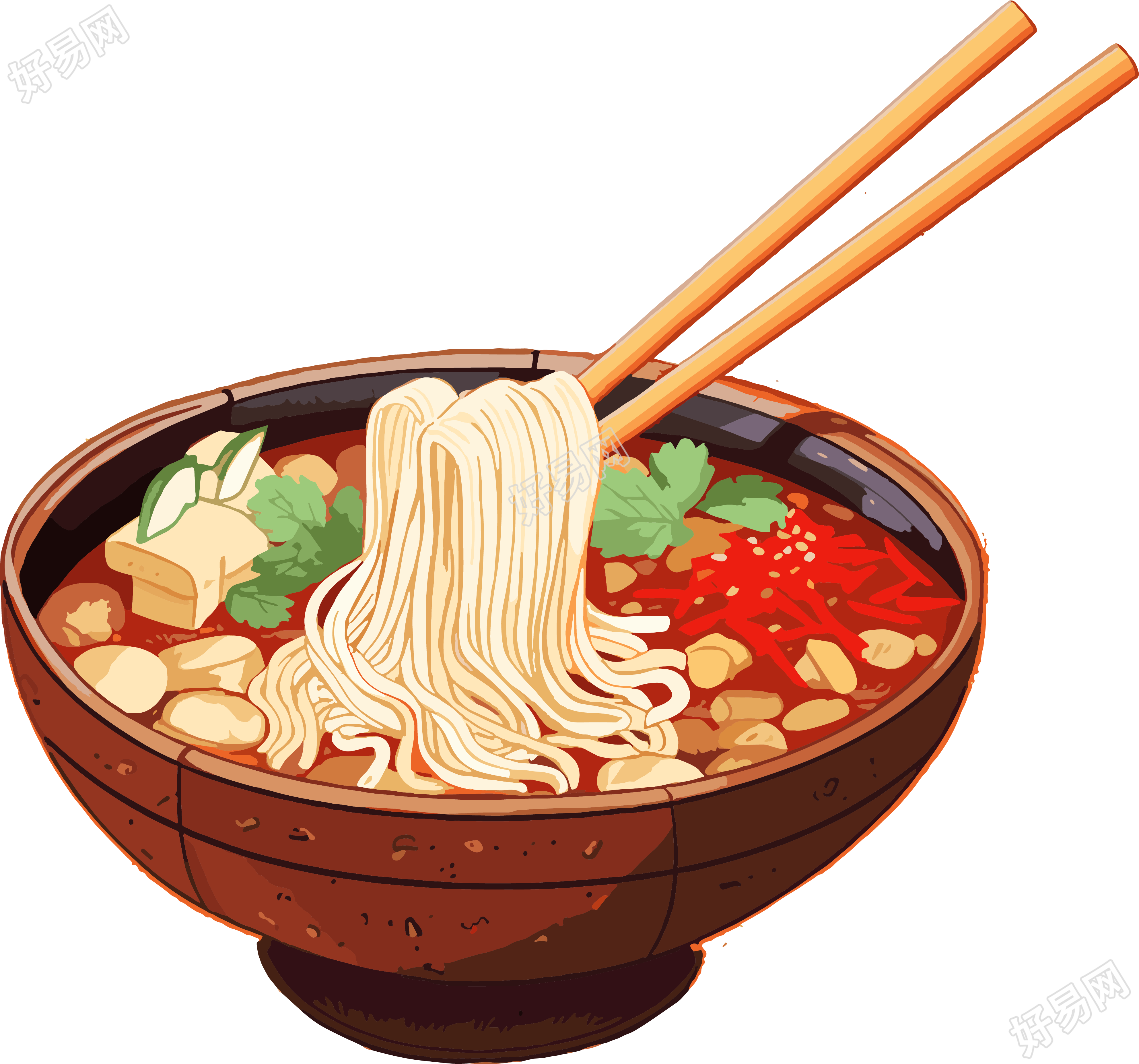 螺蛳粉透明背景插画素材