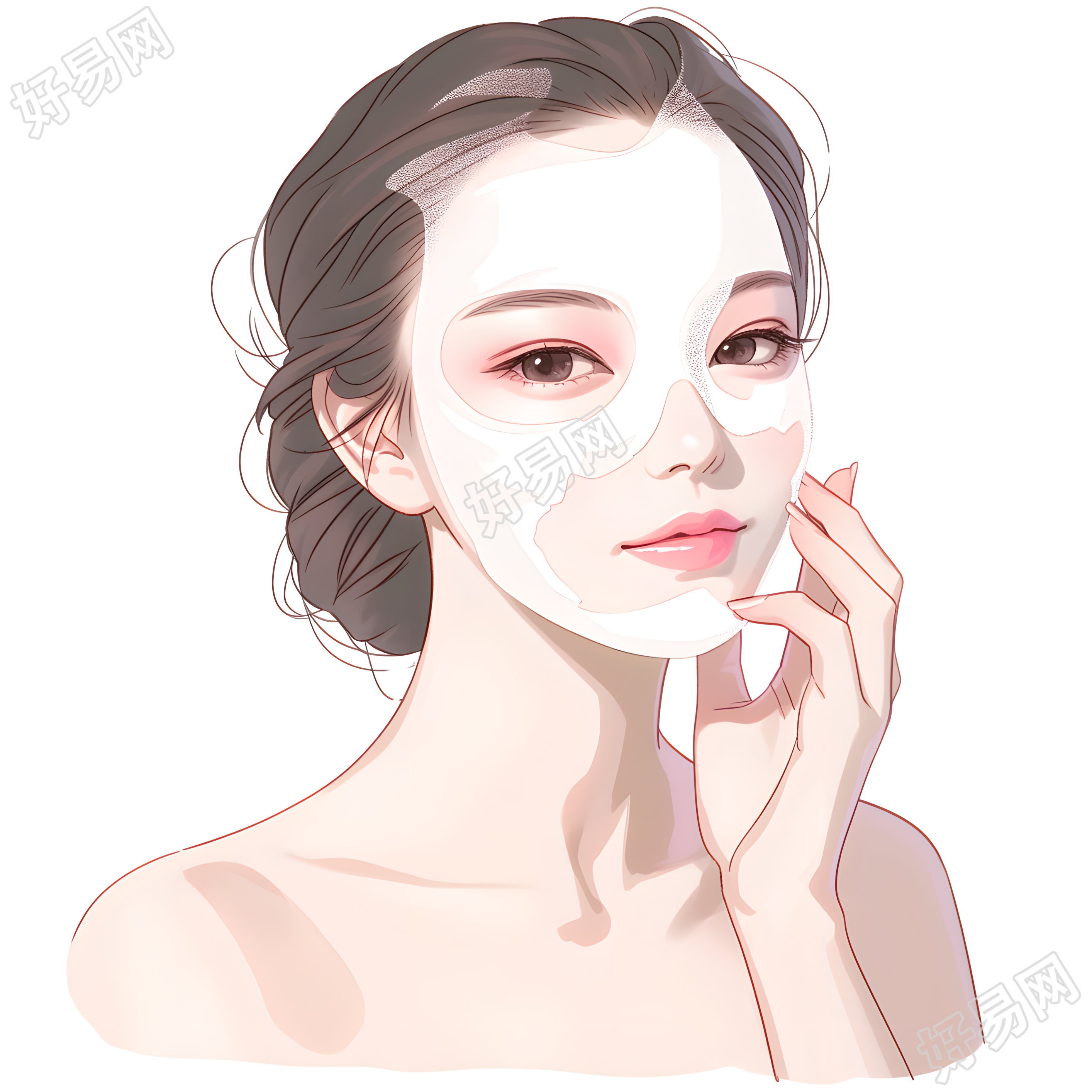 女性护肤插图