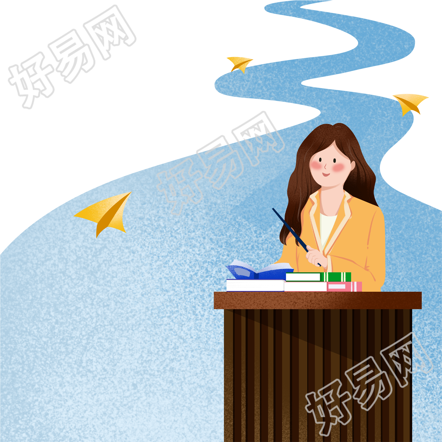 教育主题讲座手绘老师插图