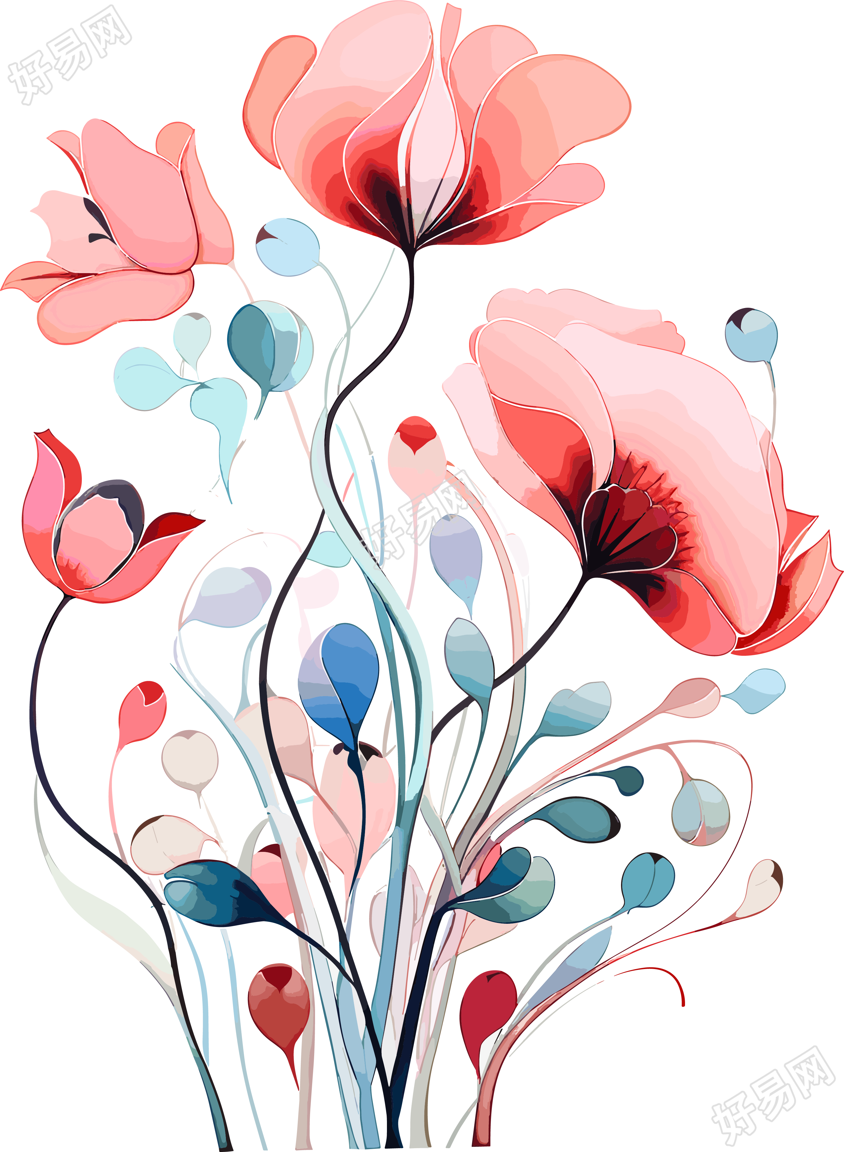花卉装饰创意设计PNG图形素材
