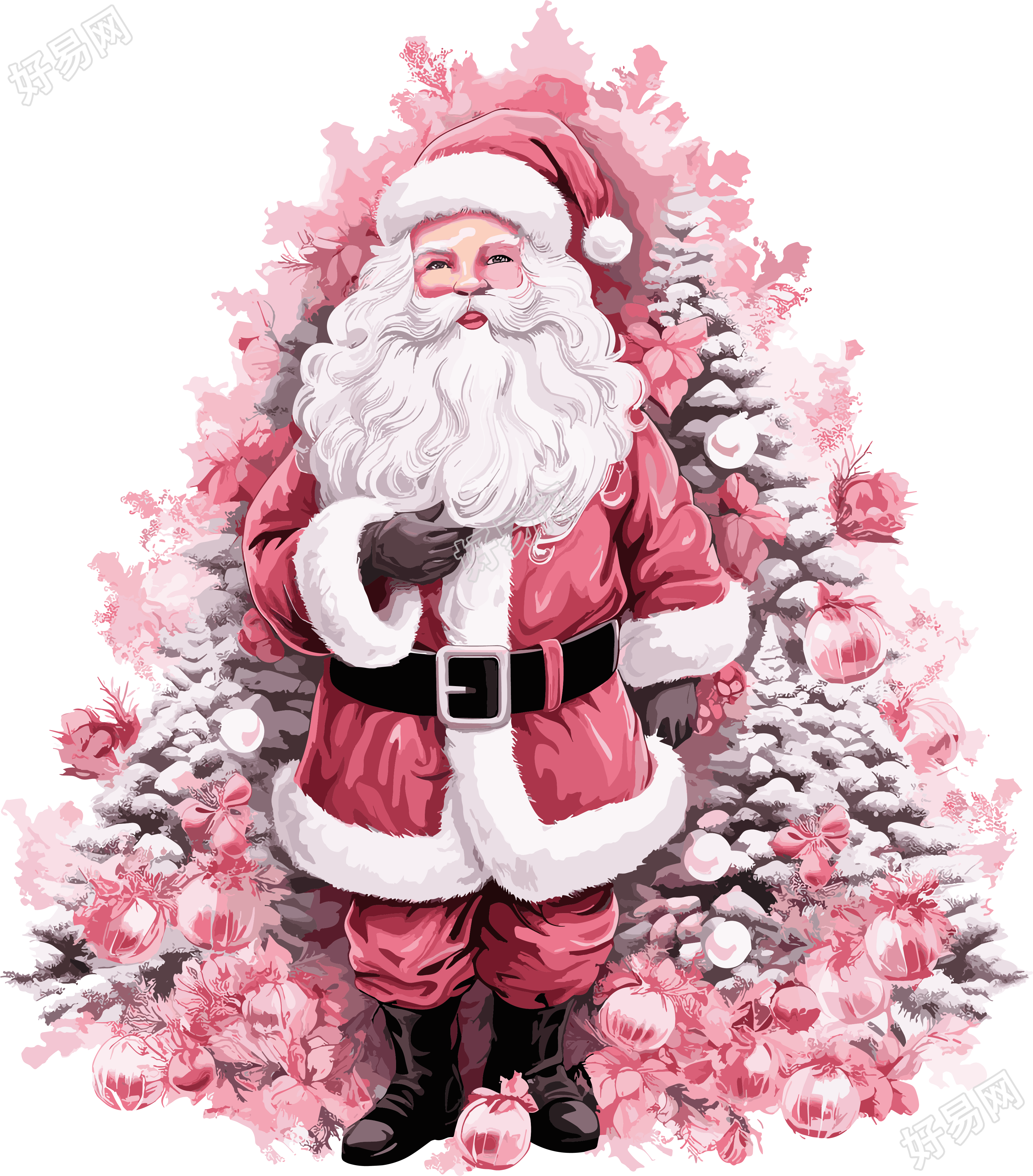 粉色圣诞老人PNG图形素材