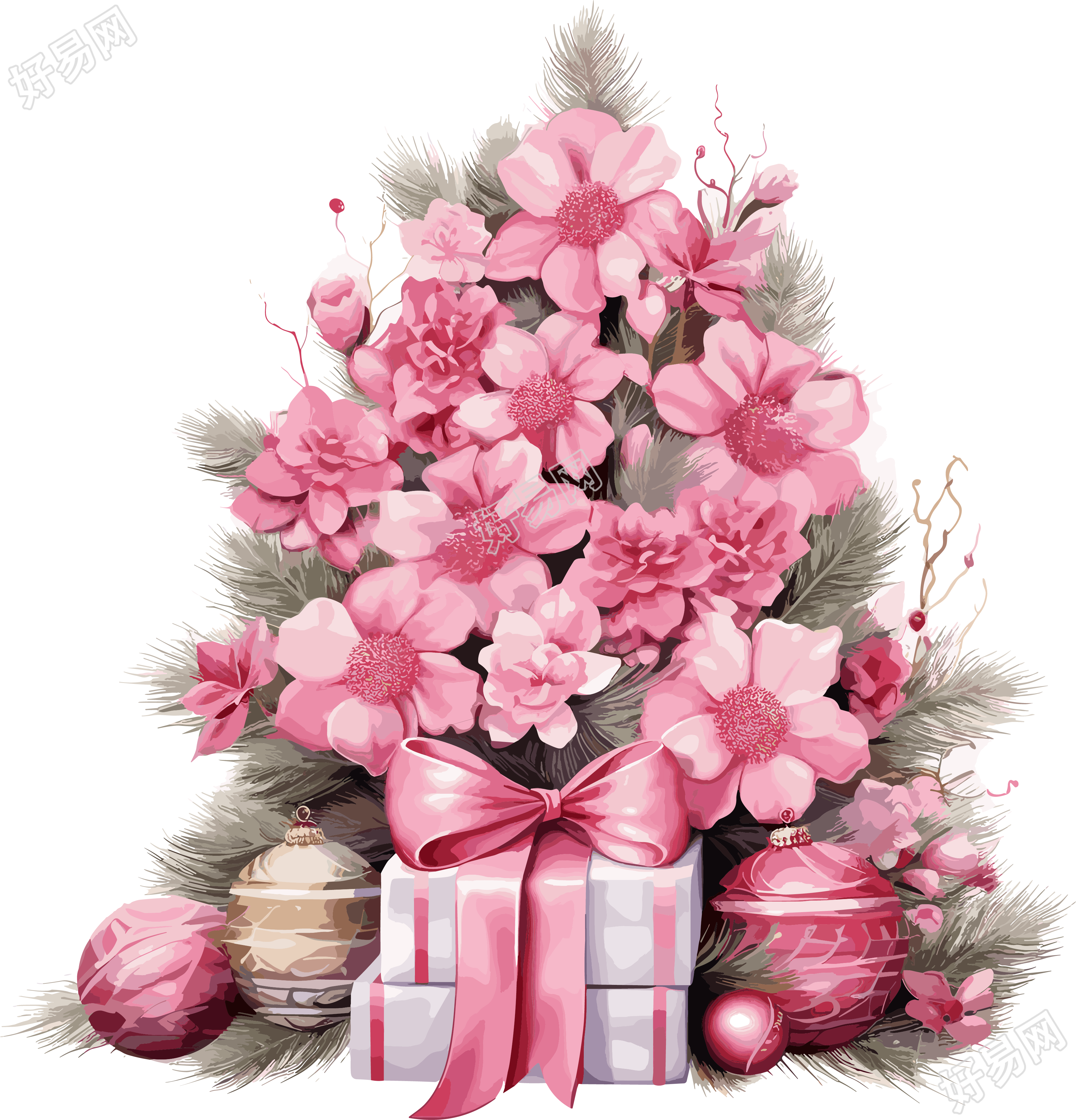 粉色圣诞透明背景高清图形素材