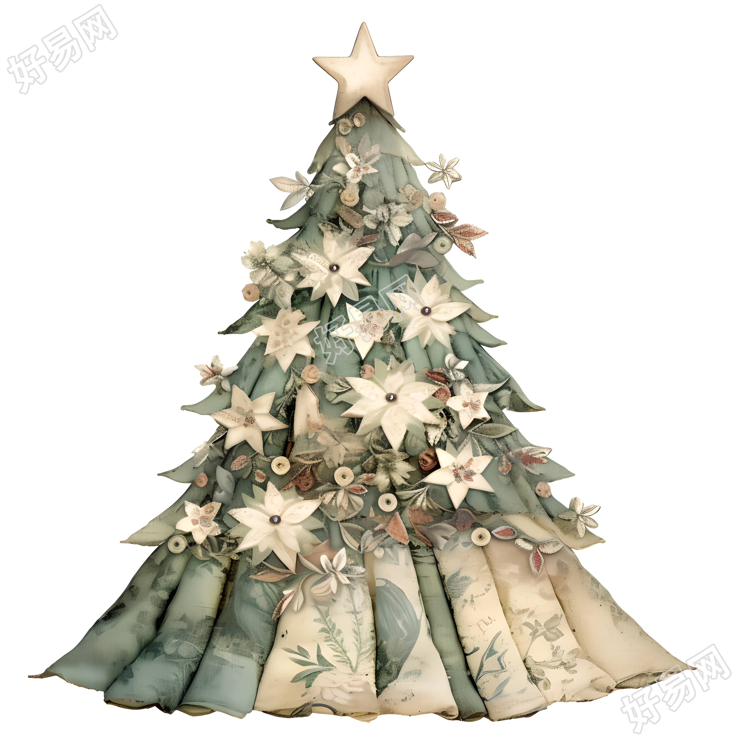 复古圣诞树装饰创意设计元素