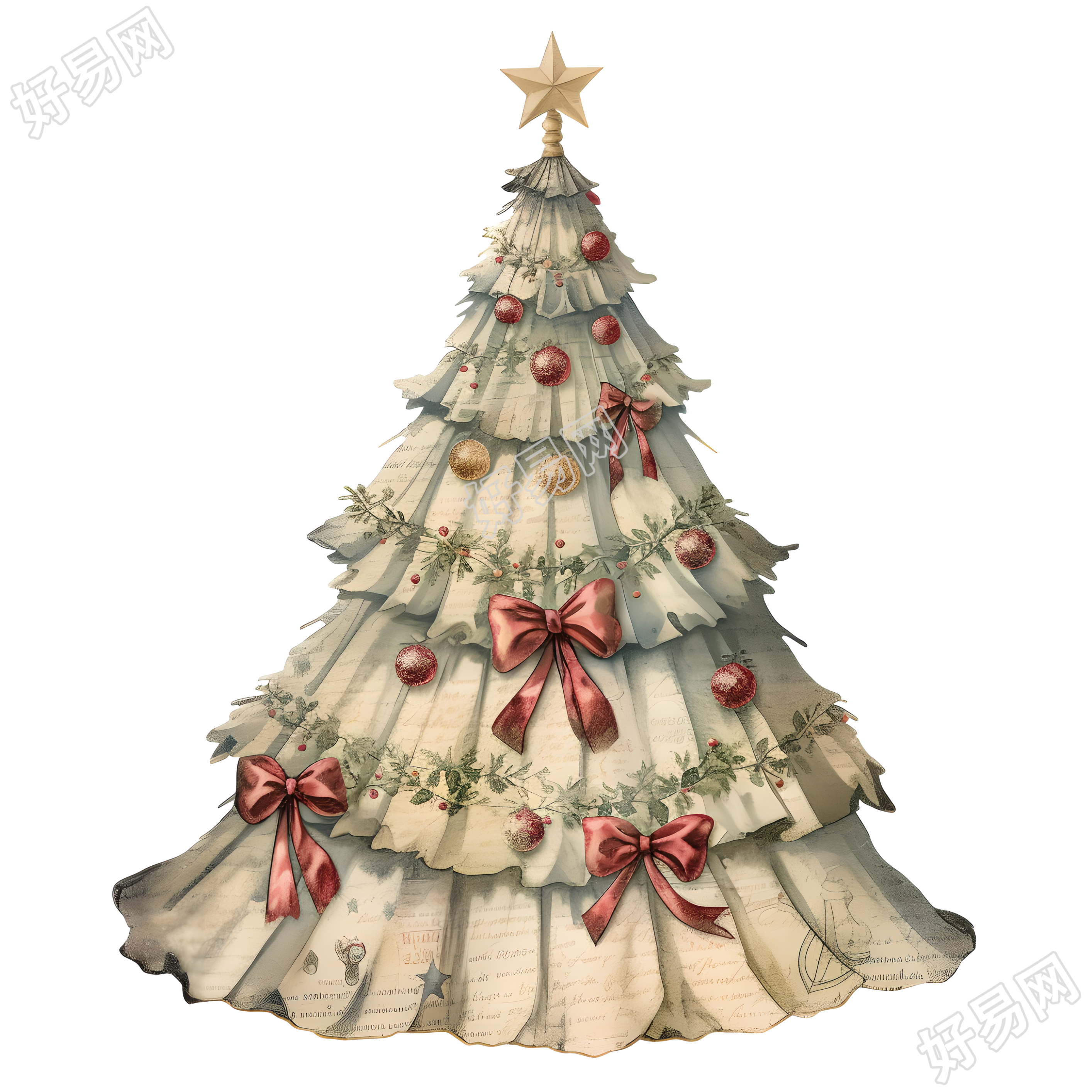 复古圣诞树装饰商用设计元素