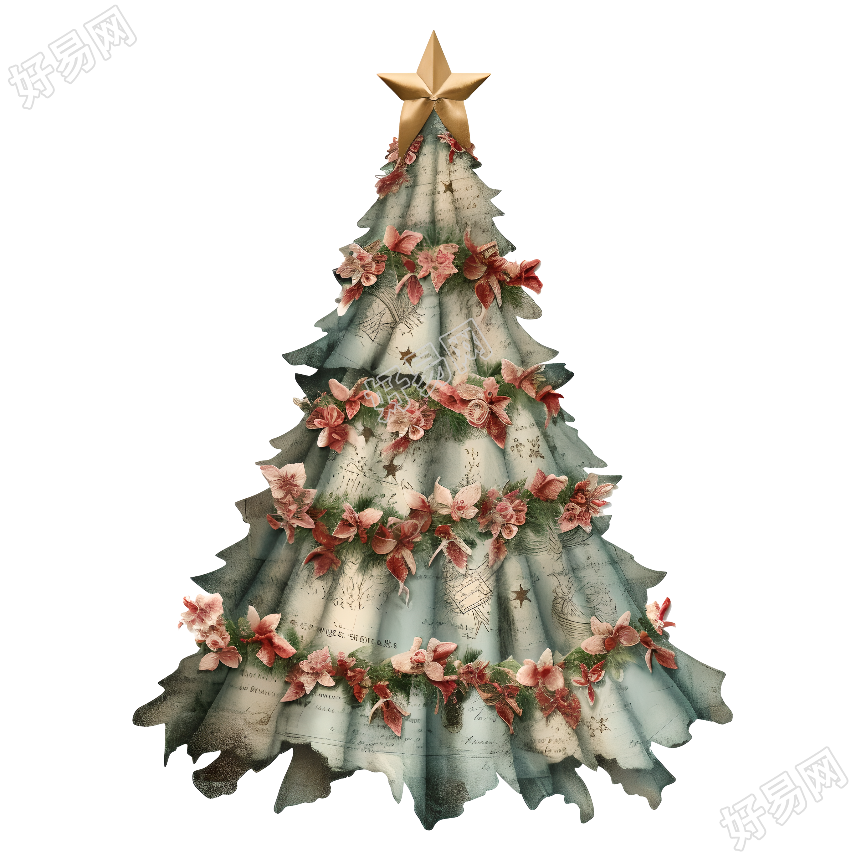 复古圣诞树PNG图形素材