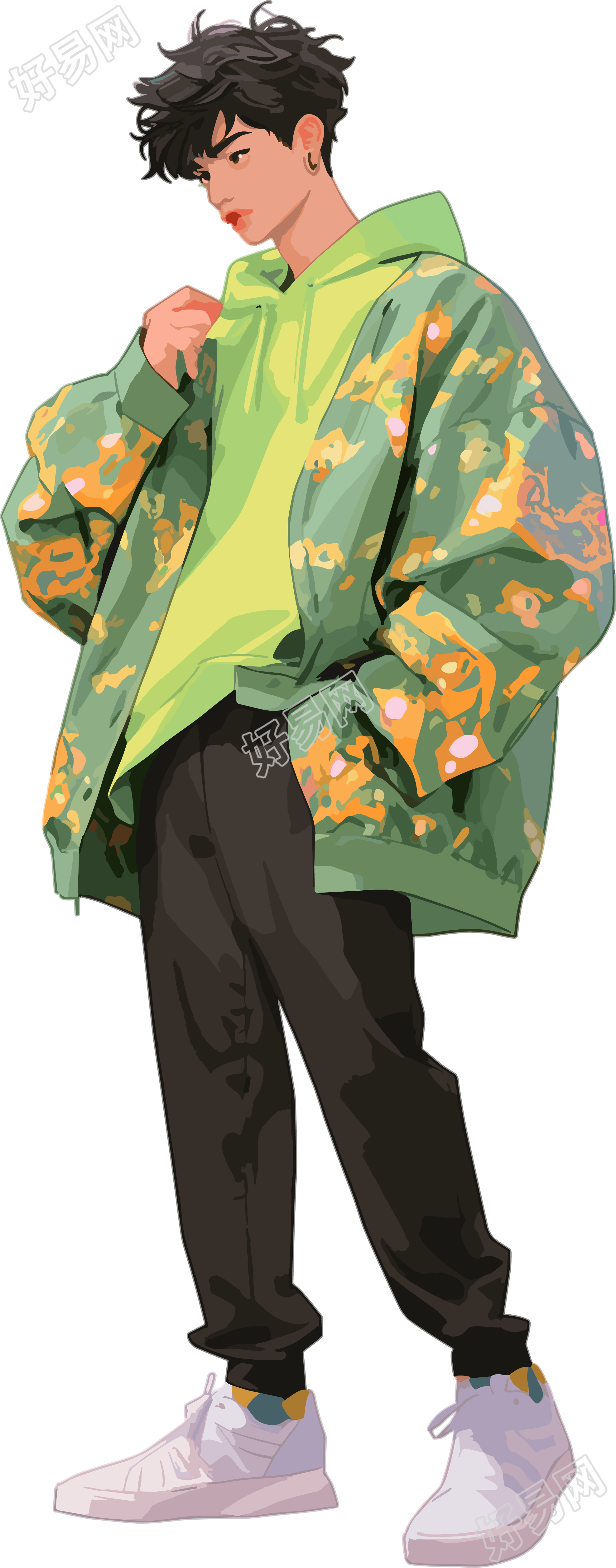 帅气男模特插画设计元素