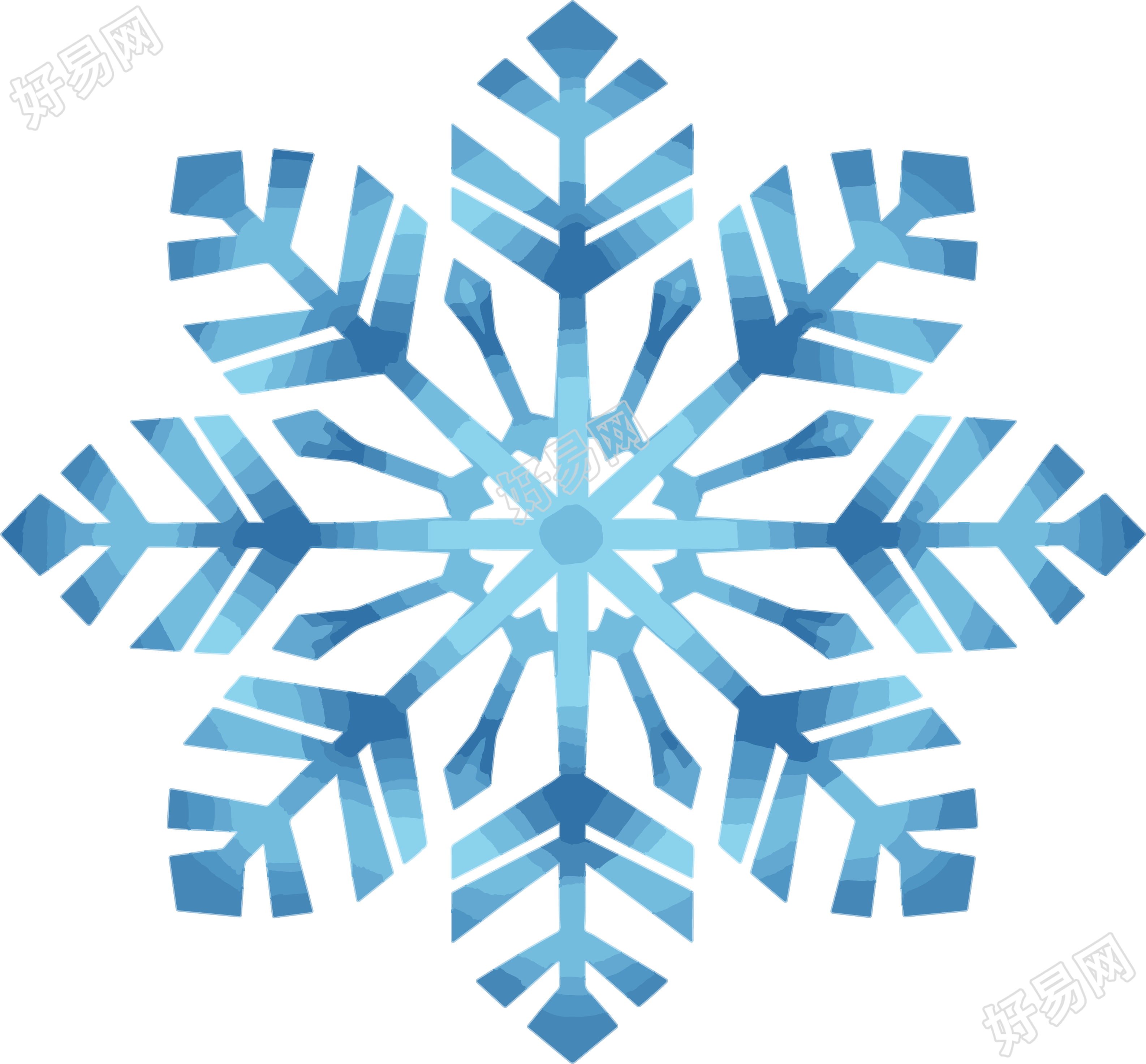 蓝色雪花插画