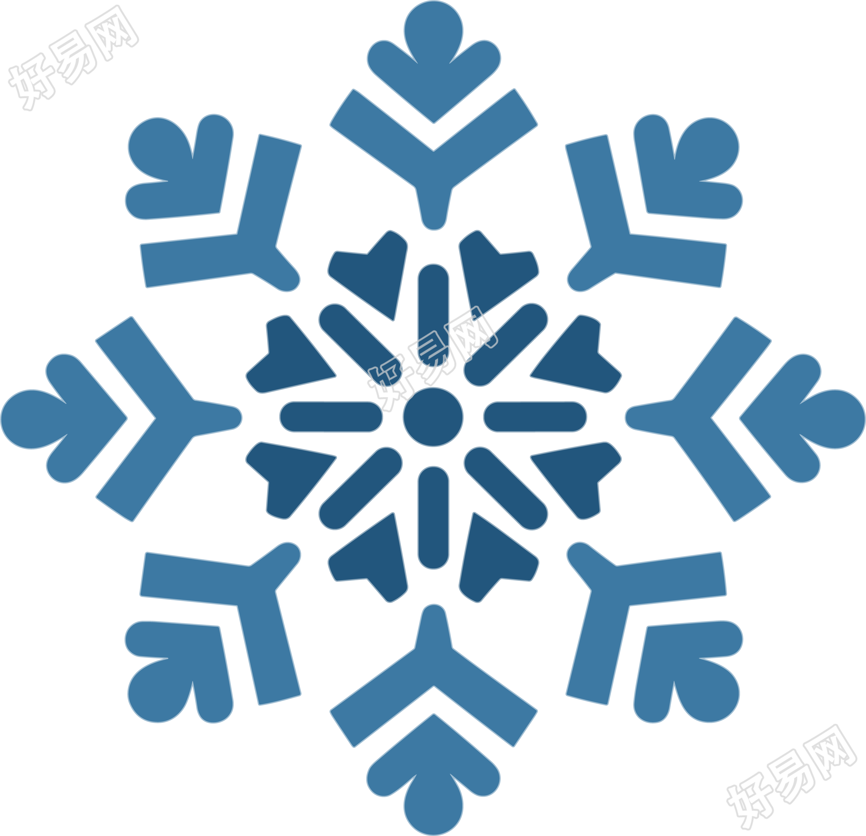 蓝色雪花简约设计素材