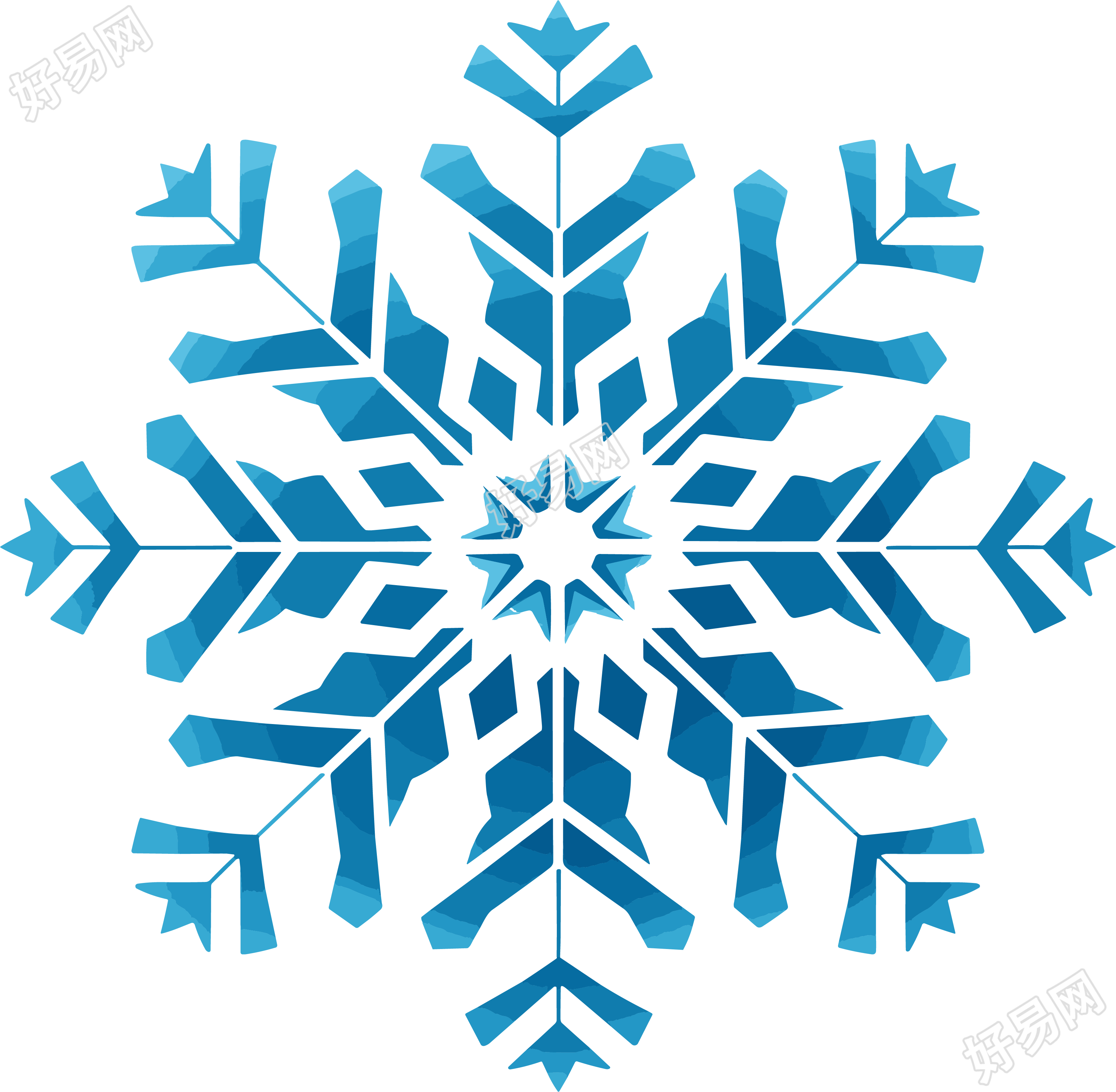 蓝色雪花插画简约设计元素