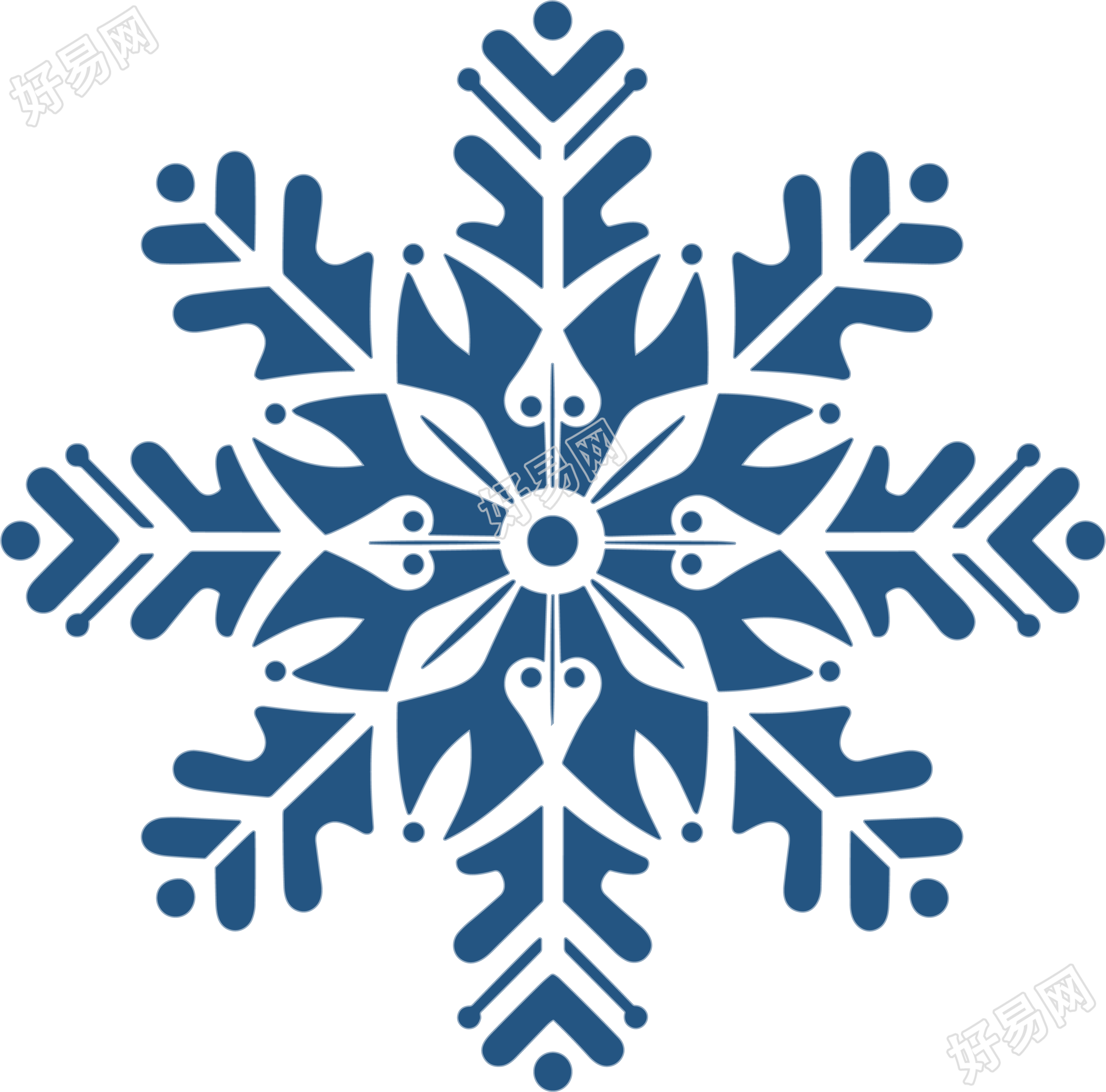 蓝色雪花透明背景图形素材