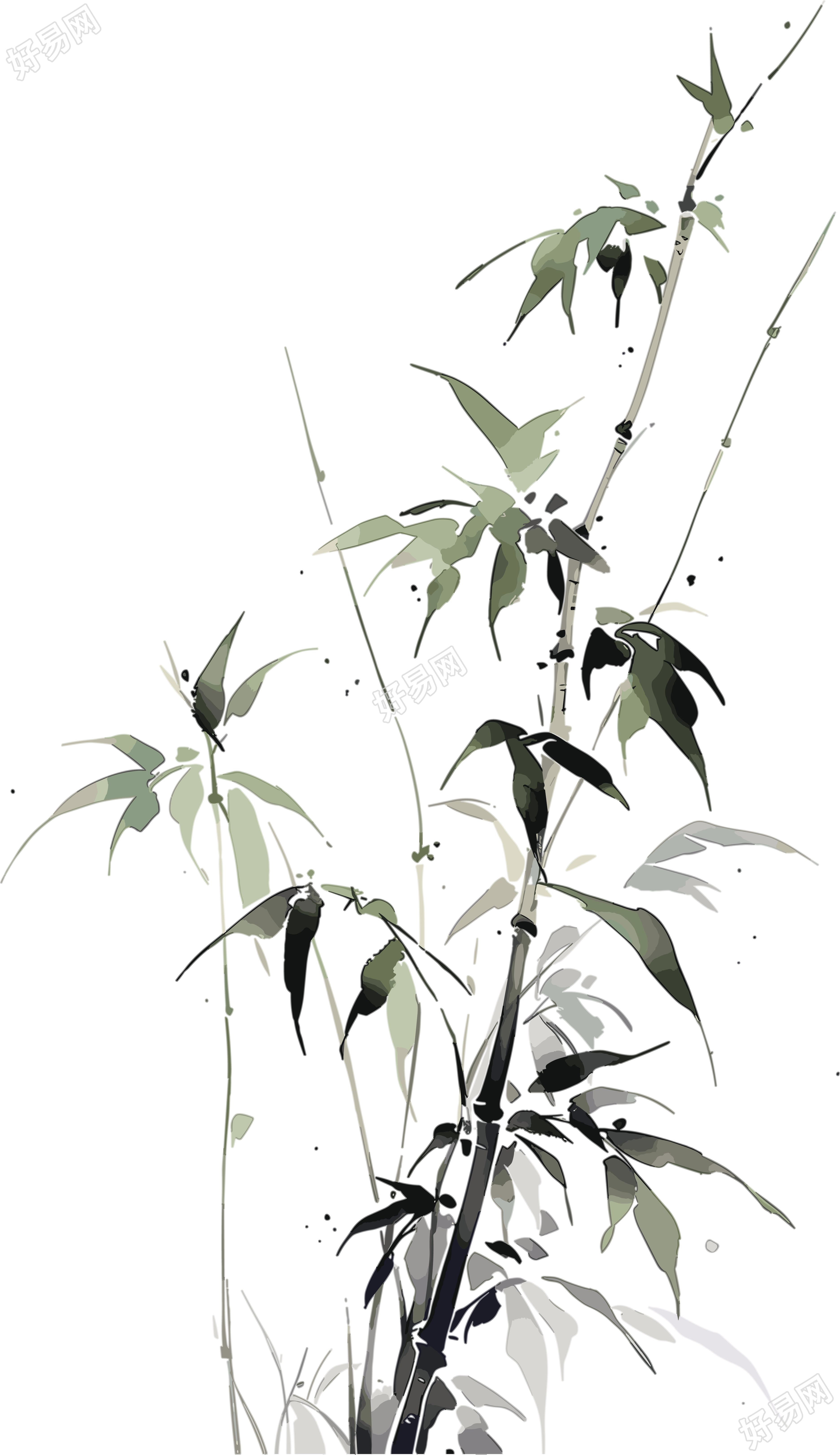 水墨竹子卡通插画