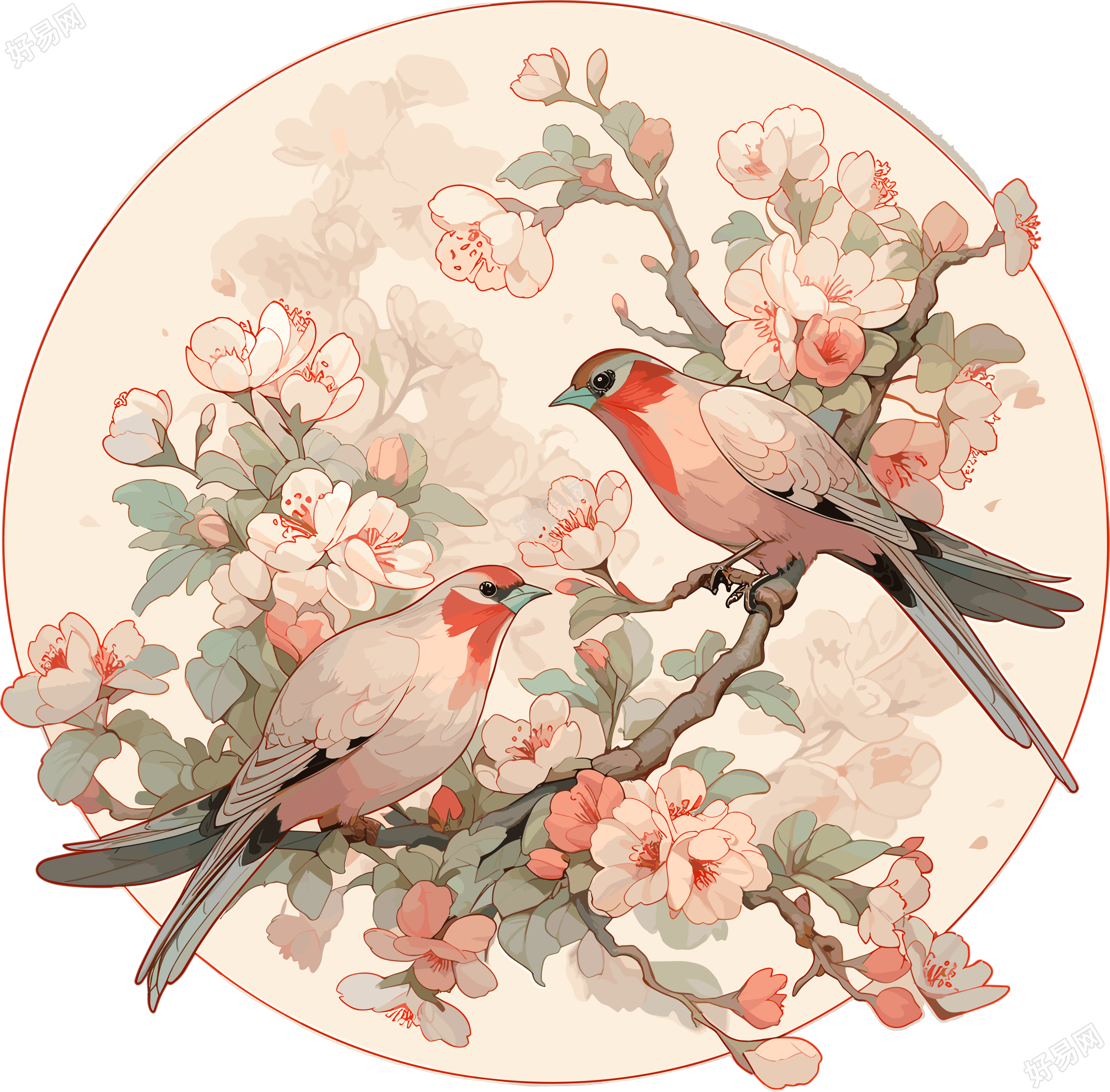 中国画花鸟商业设计元素