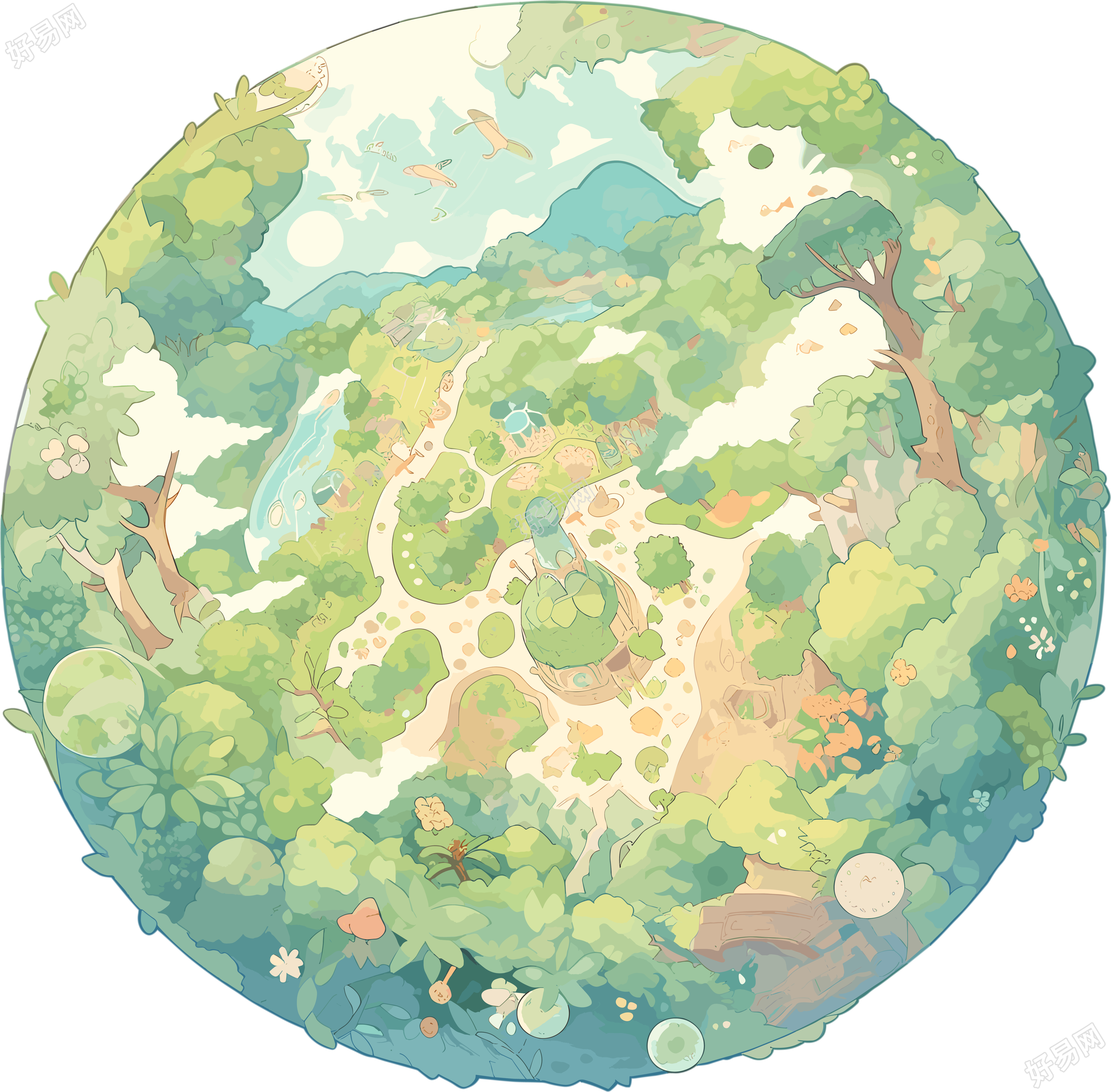 绿色地球童书绘画素材