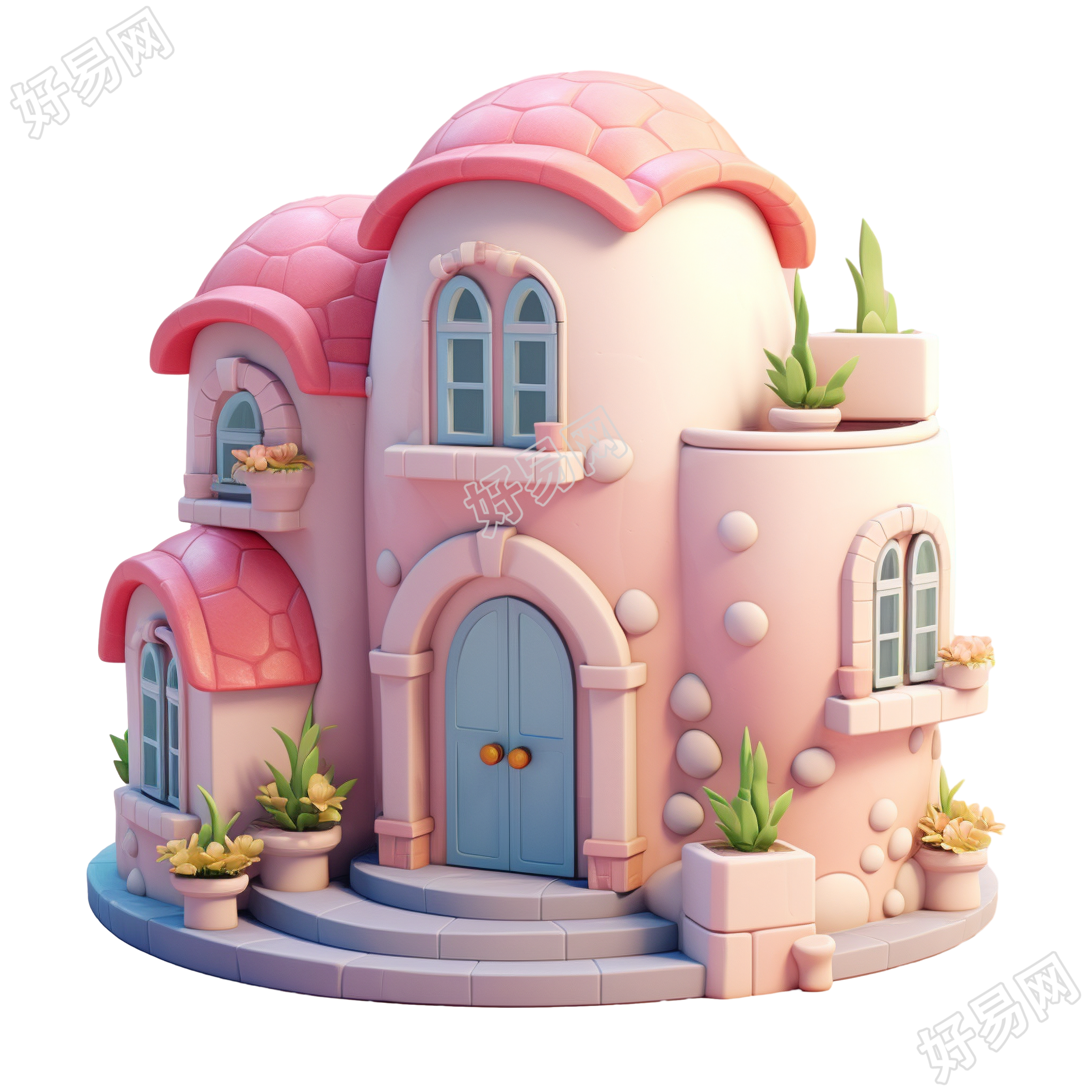 3D粉色小房子素材