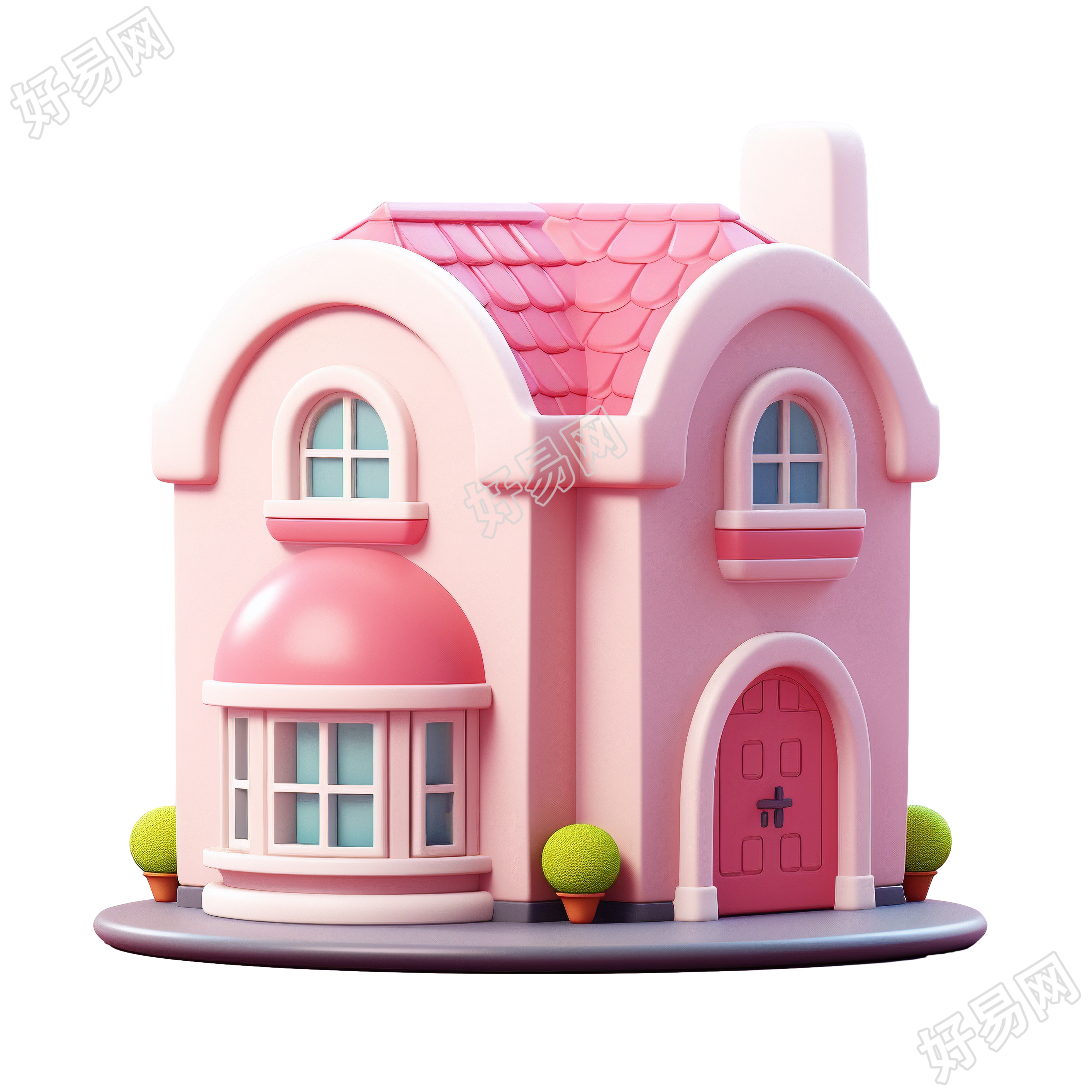3D粉色小房子设计元素