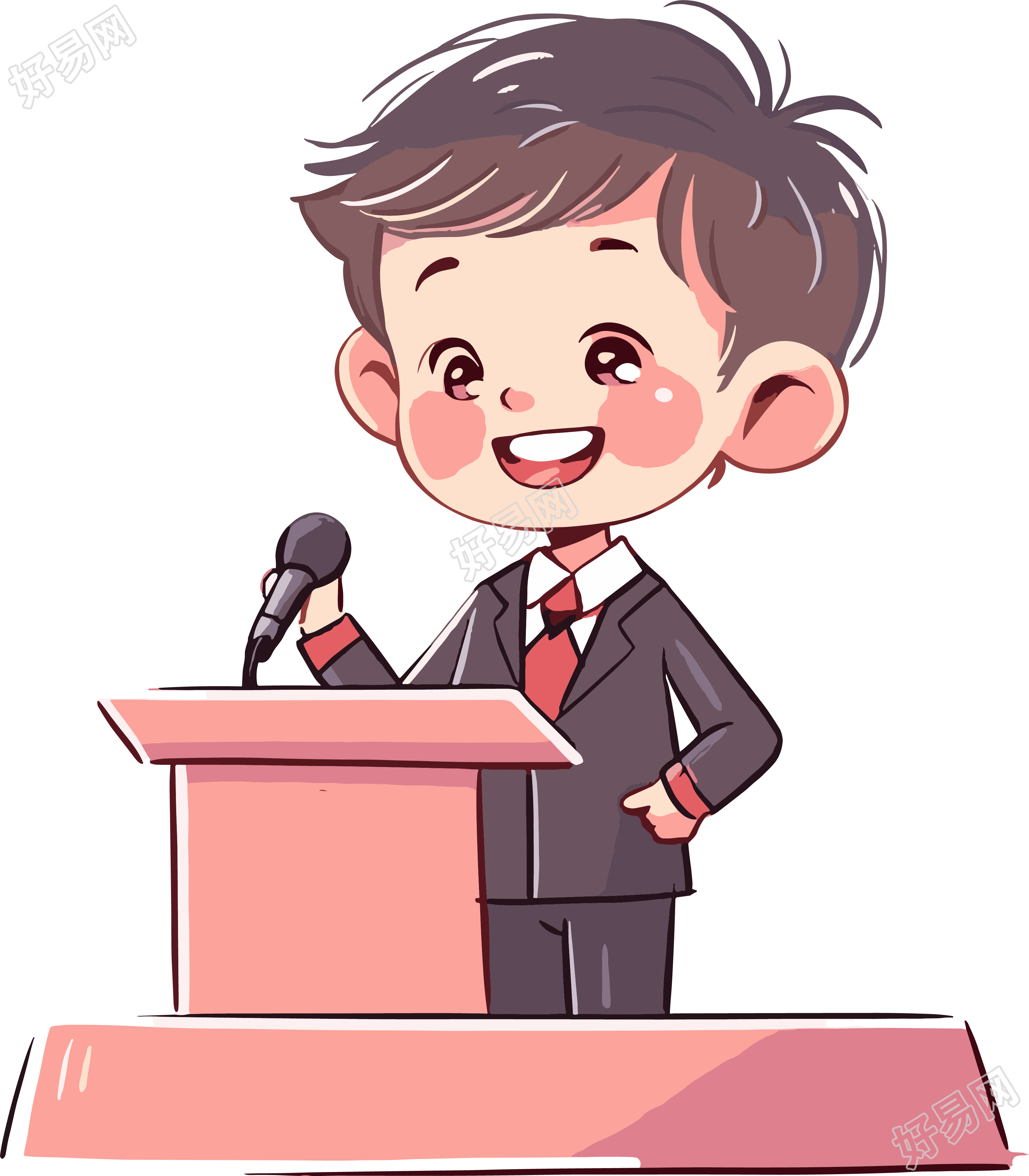 可爱小男孩演讲现场插画