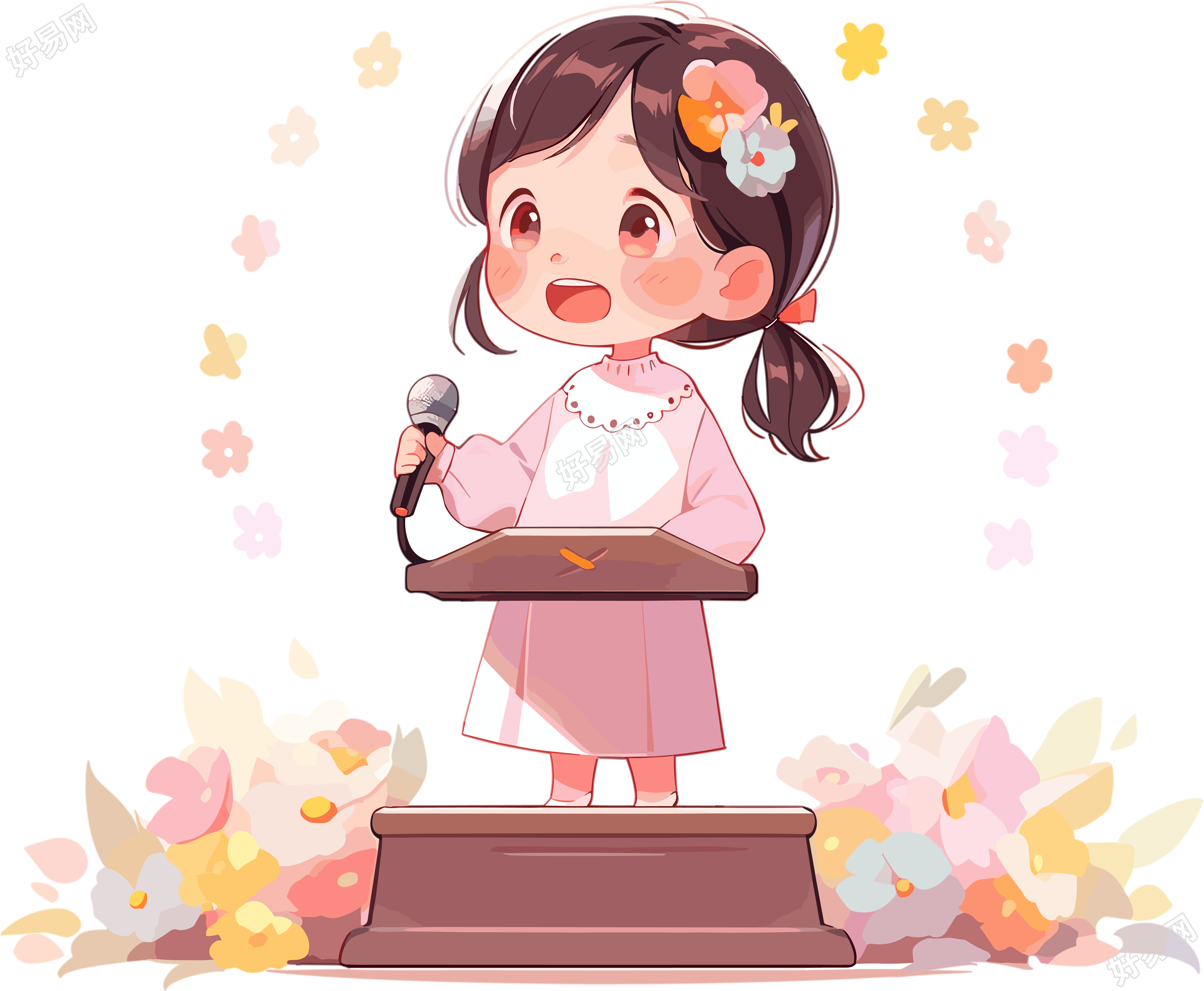 可爱小女孩演讲商业设计元素