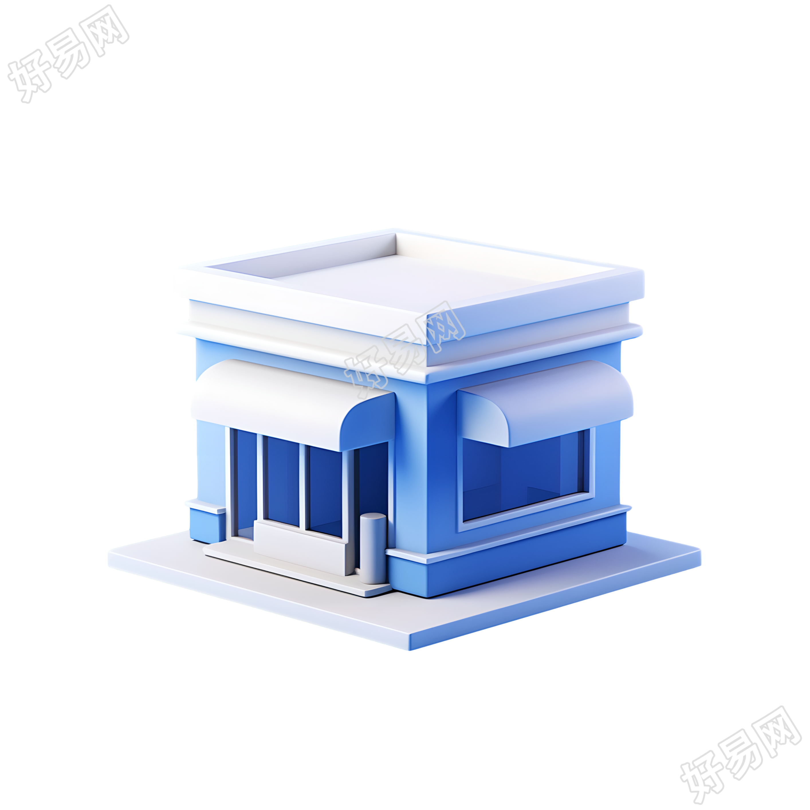 3D购物小店蓝色创意设计素材