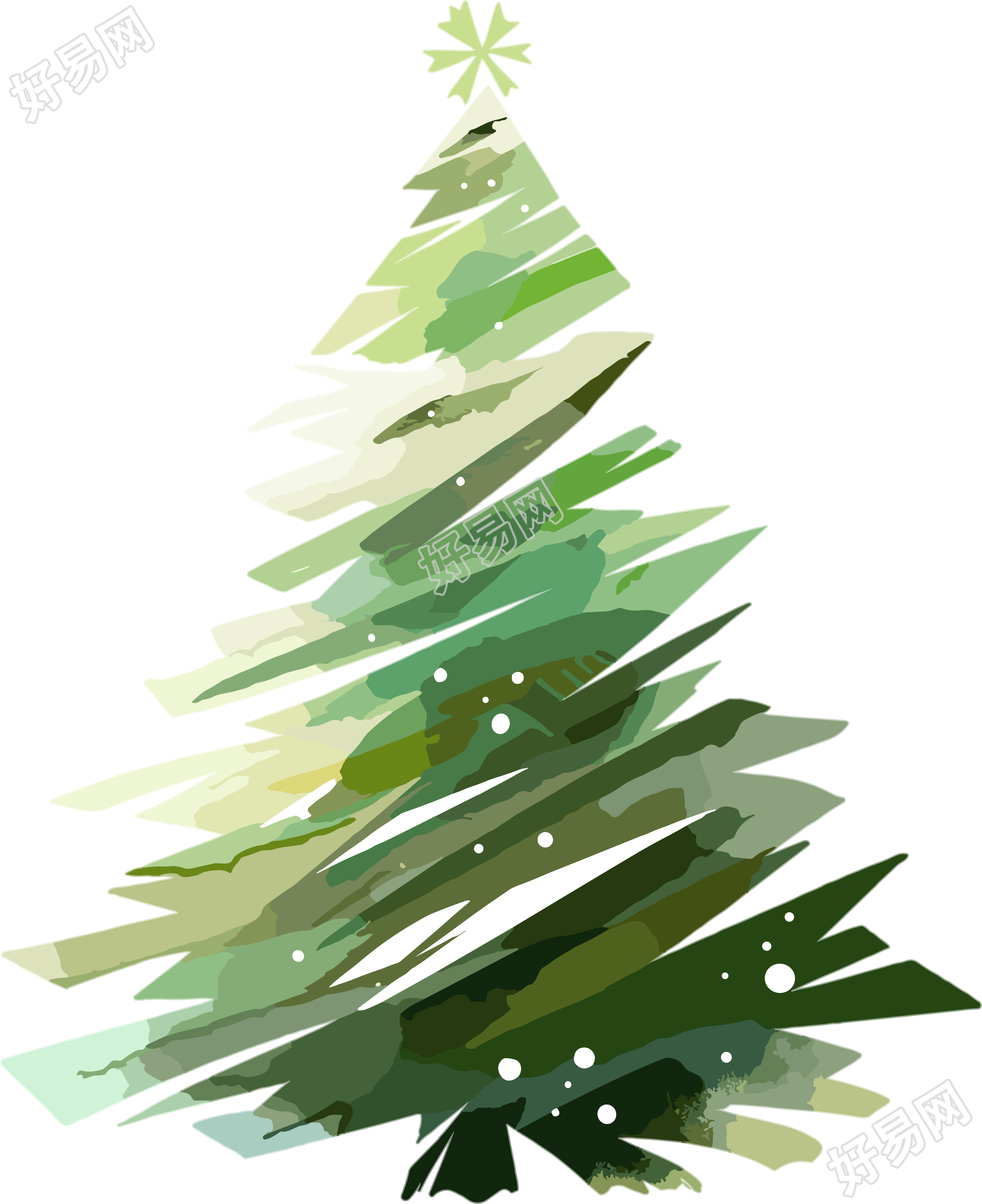圣诞树抽象笔触商业设计插图