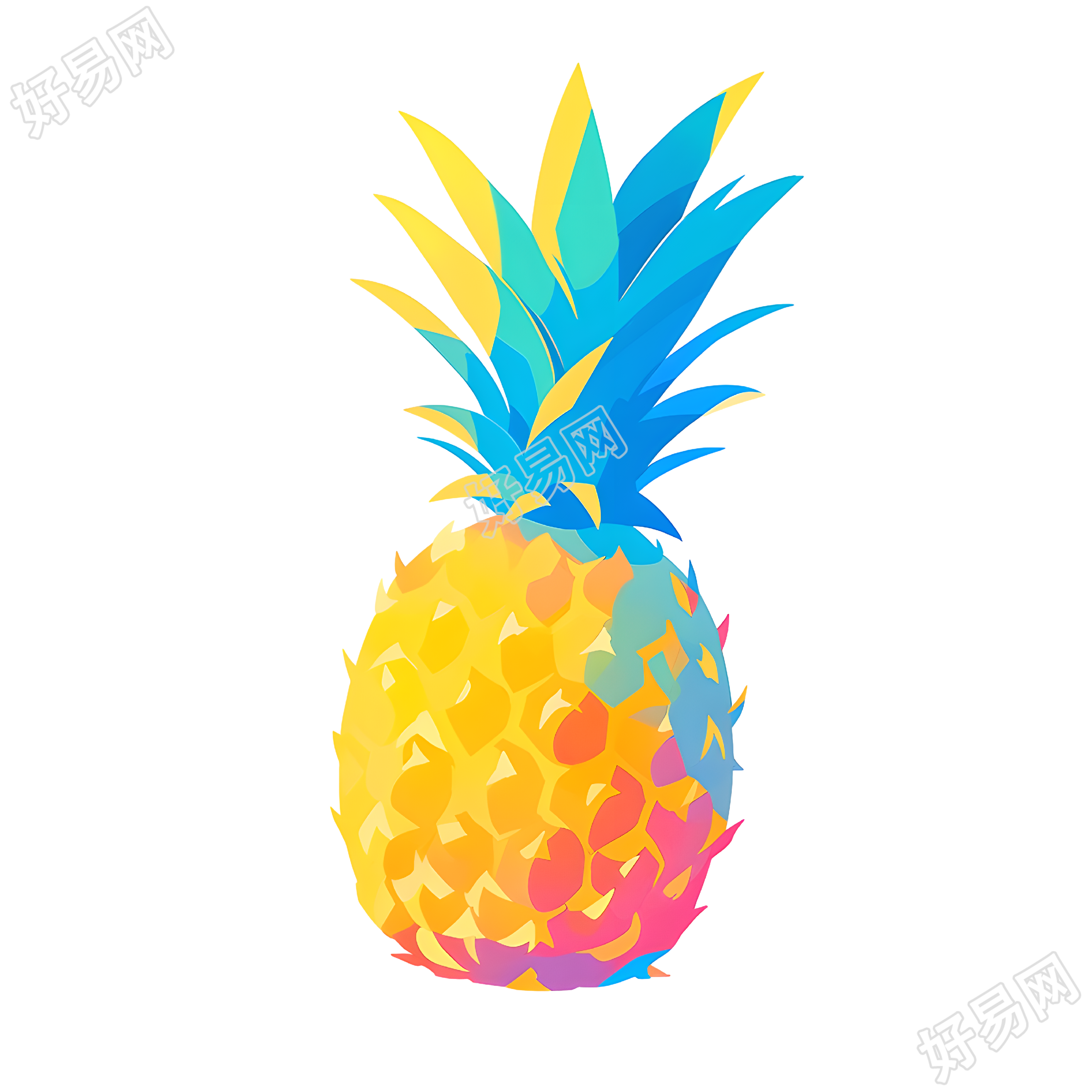 菠萝2D图形插画