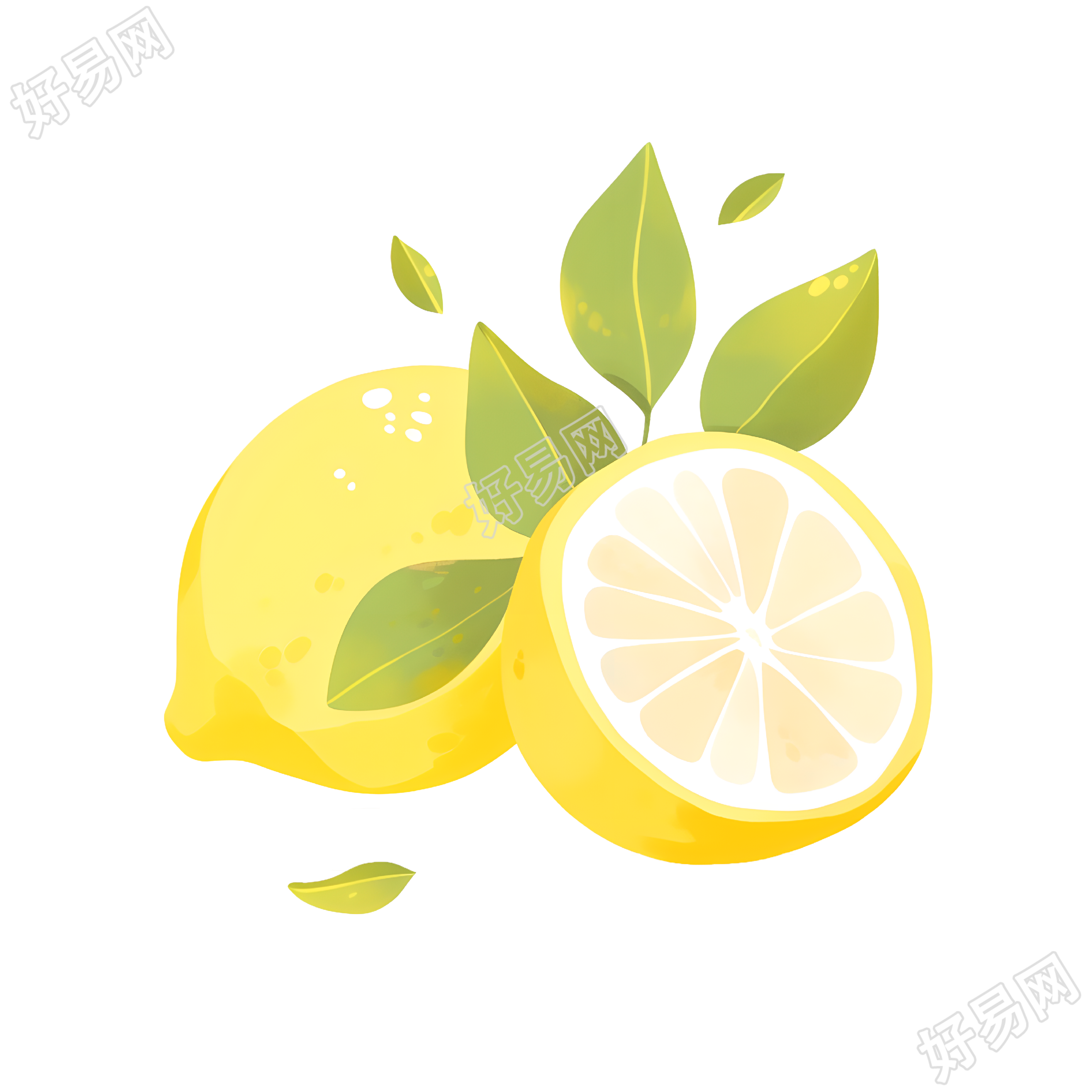 柠檬2D图形插画素材