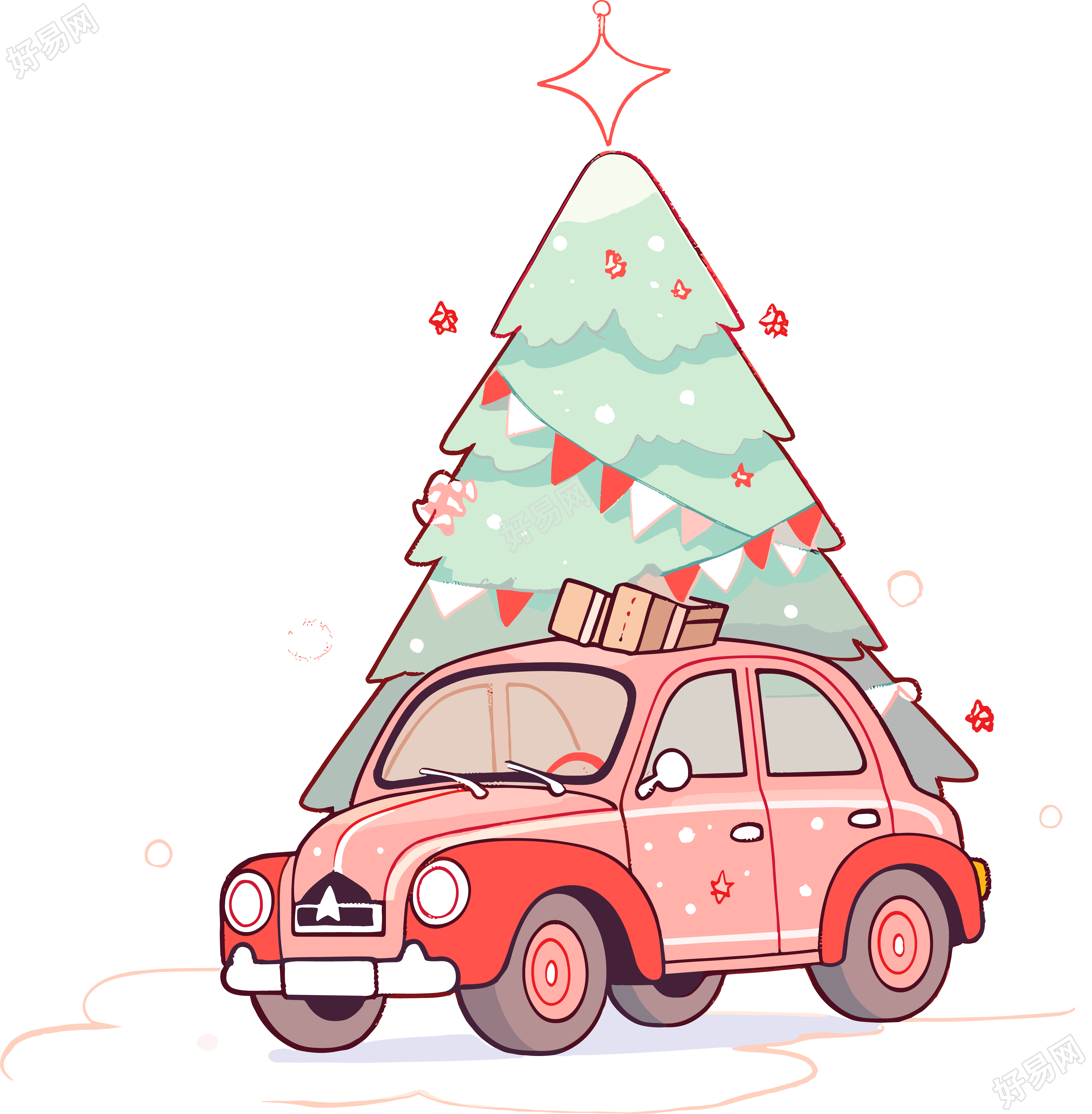 圣诞树和车高清图形素材
