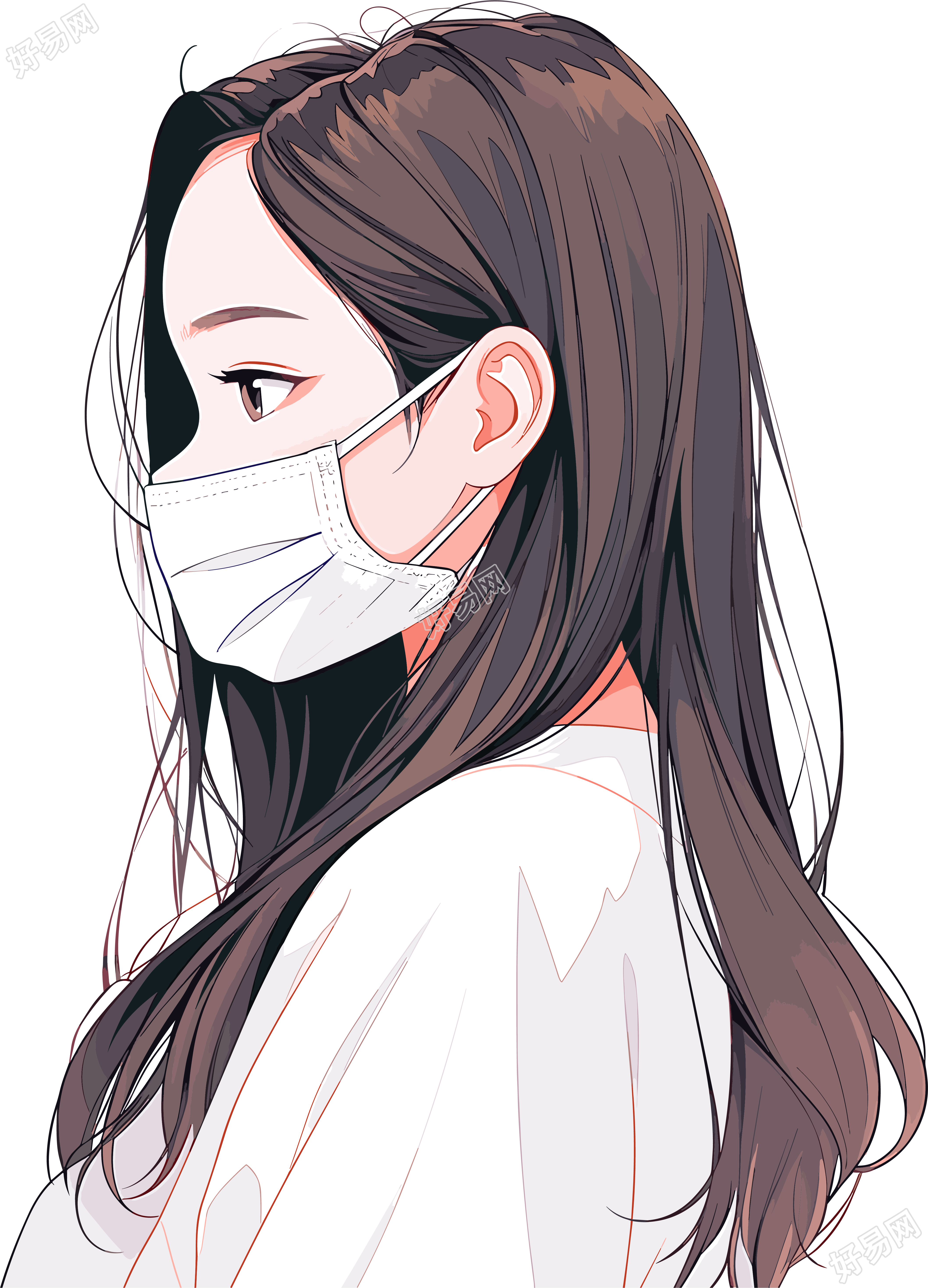 生病女孩创意设计元素