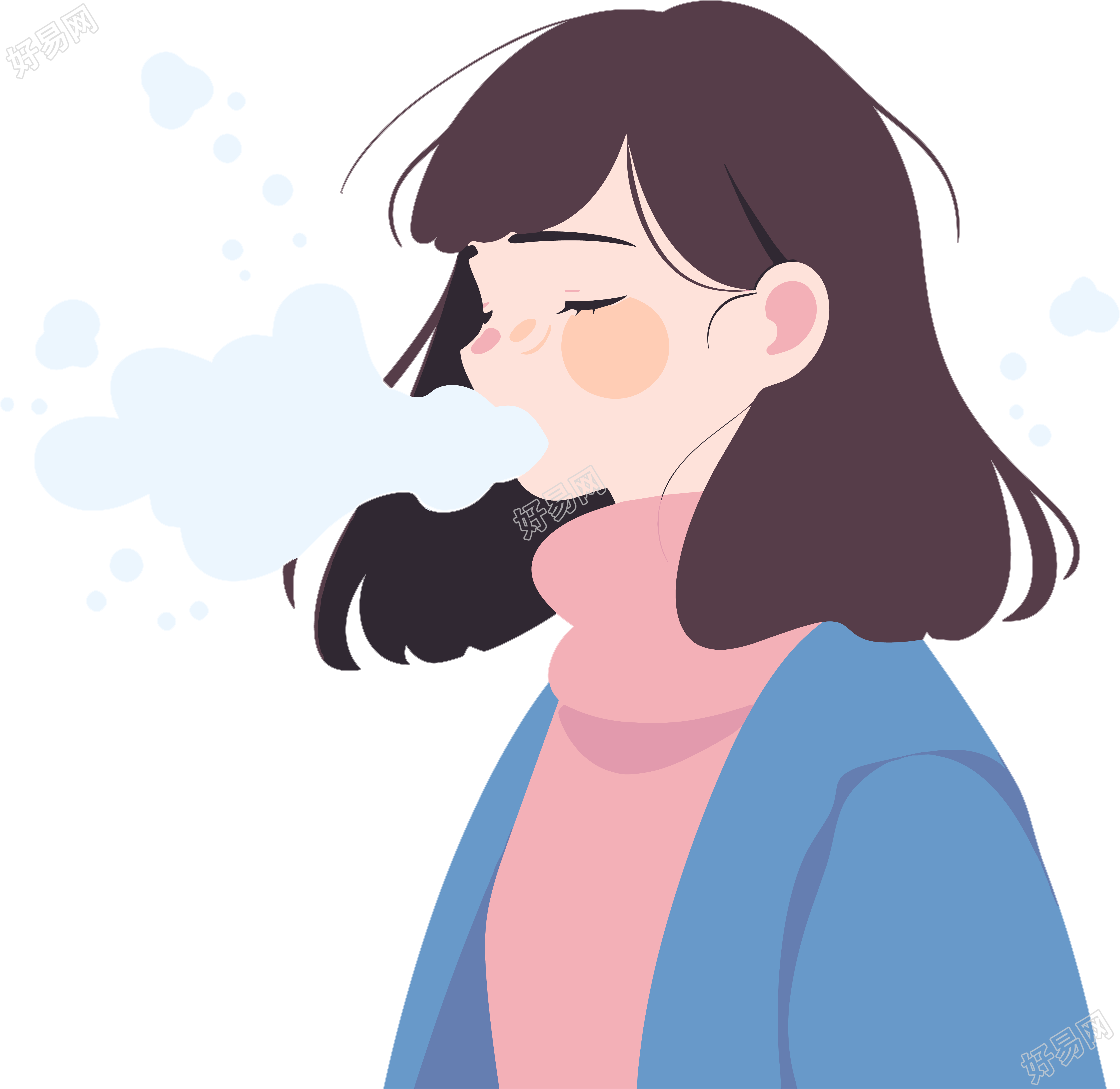 生病女孩咳嗽插图