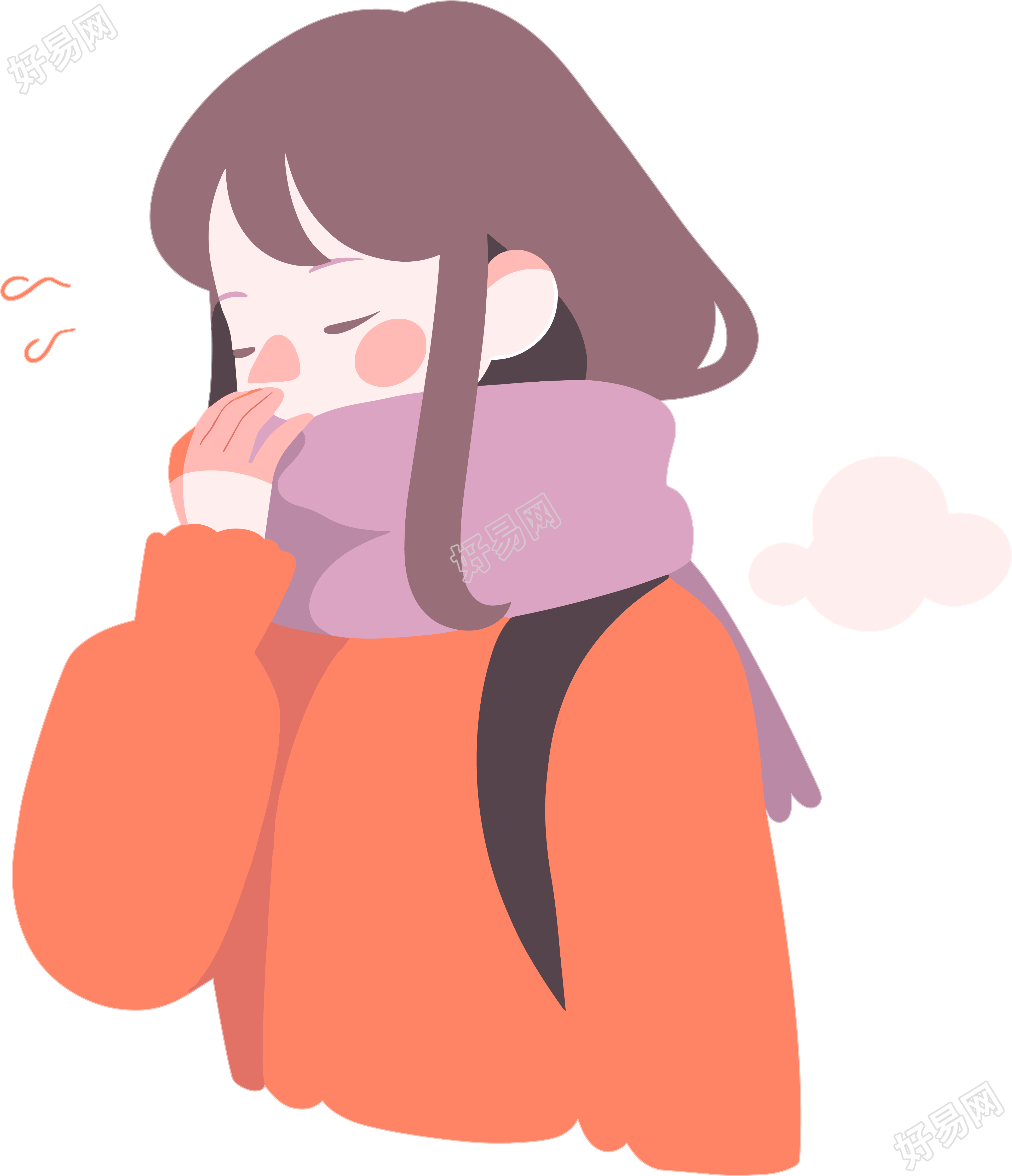 生病女孩创意设计插图