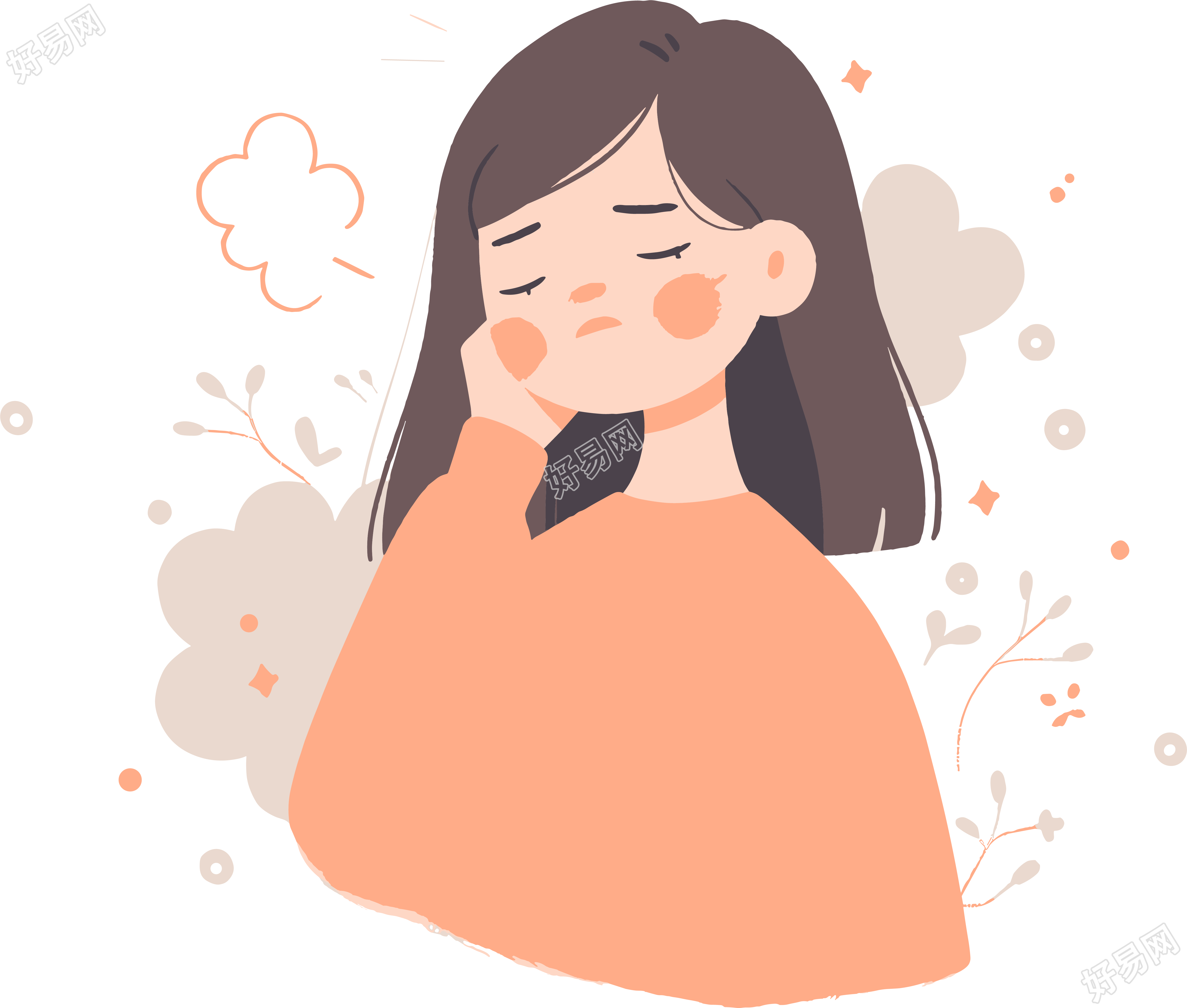 生病女孩高清PNG素材