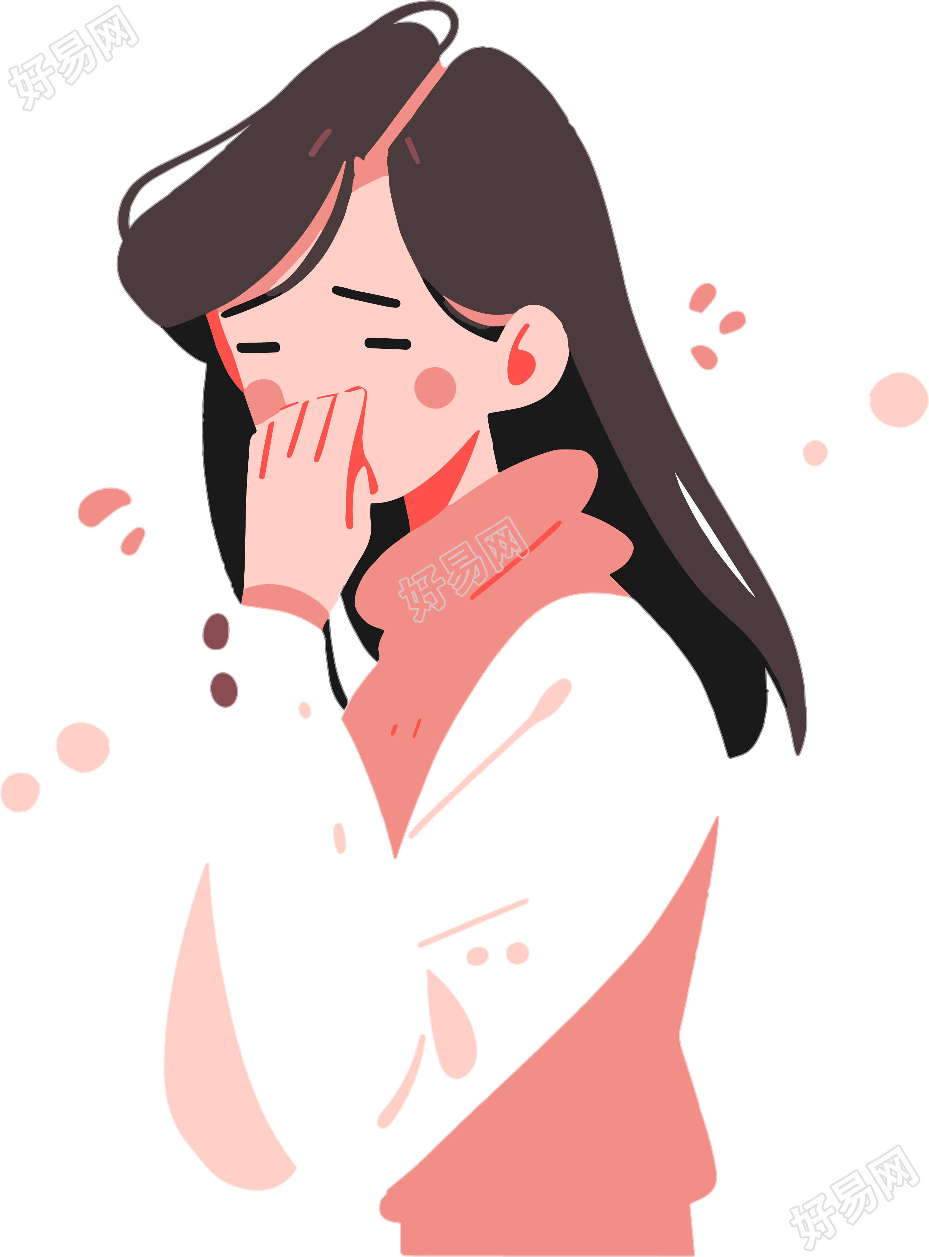 生病女孩创意图形素材