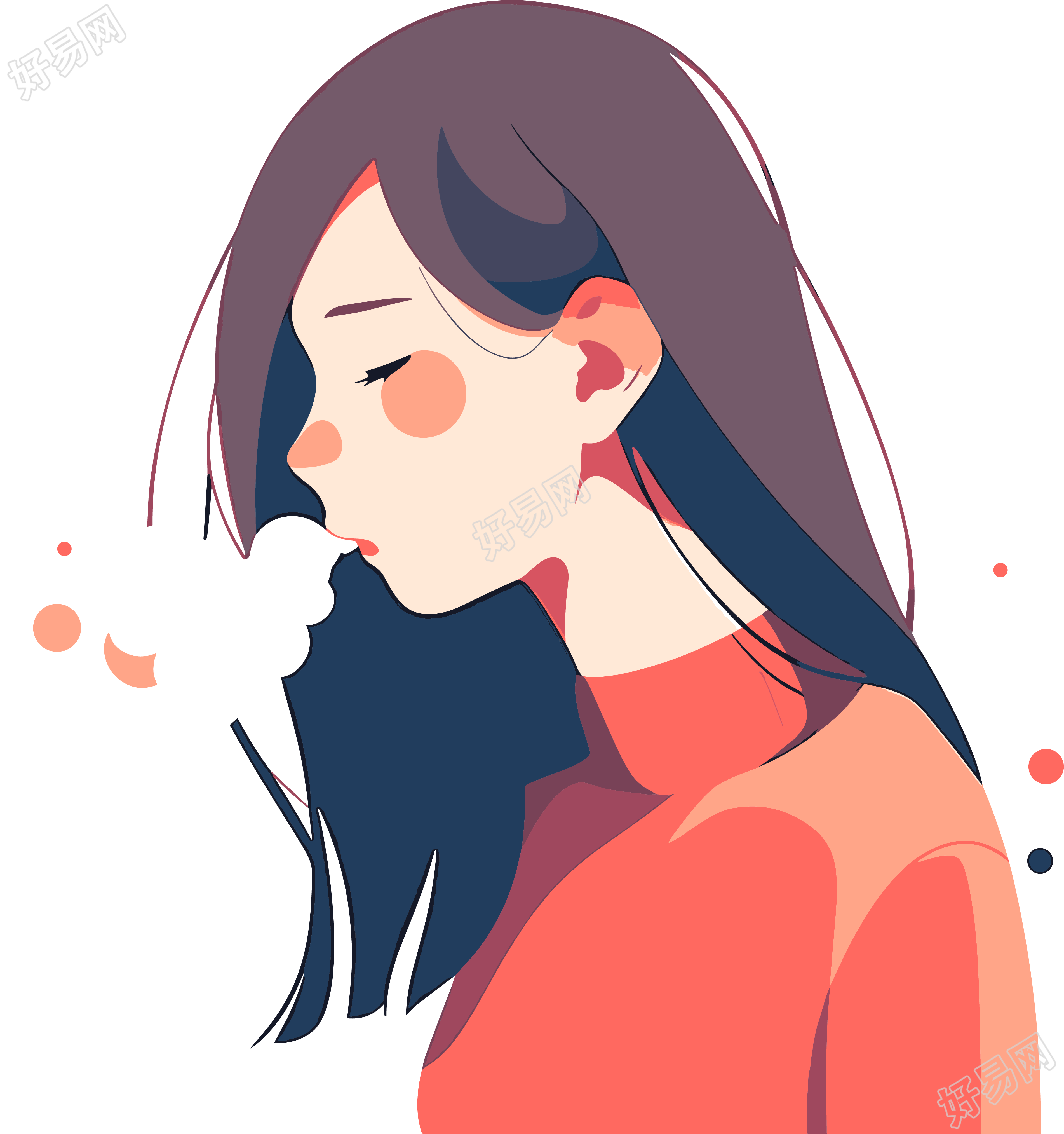 生病女孩咳嗽高清插图