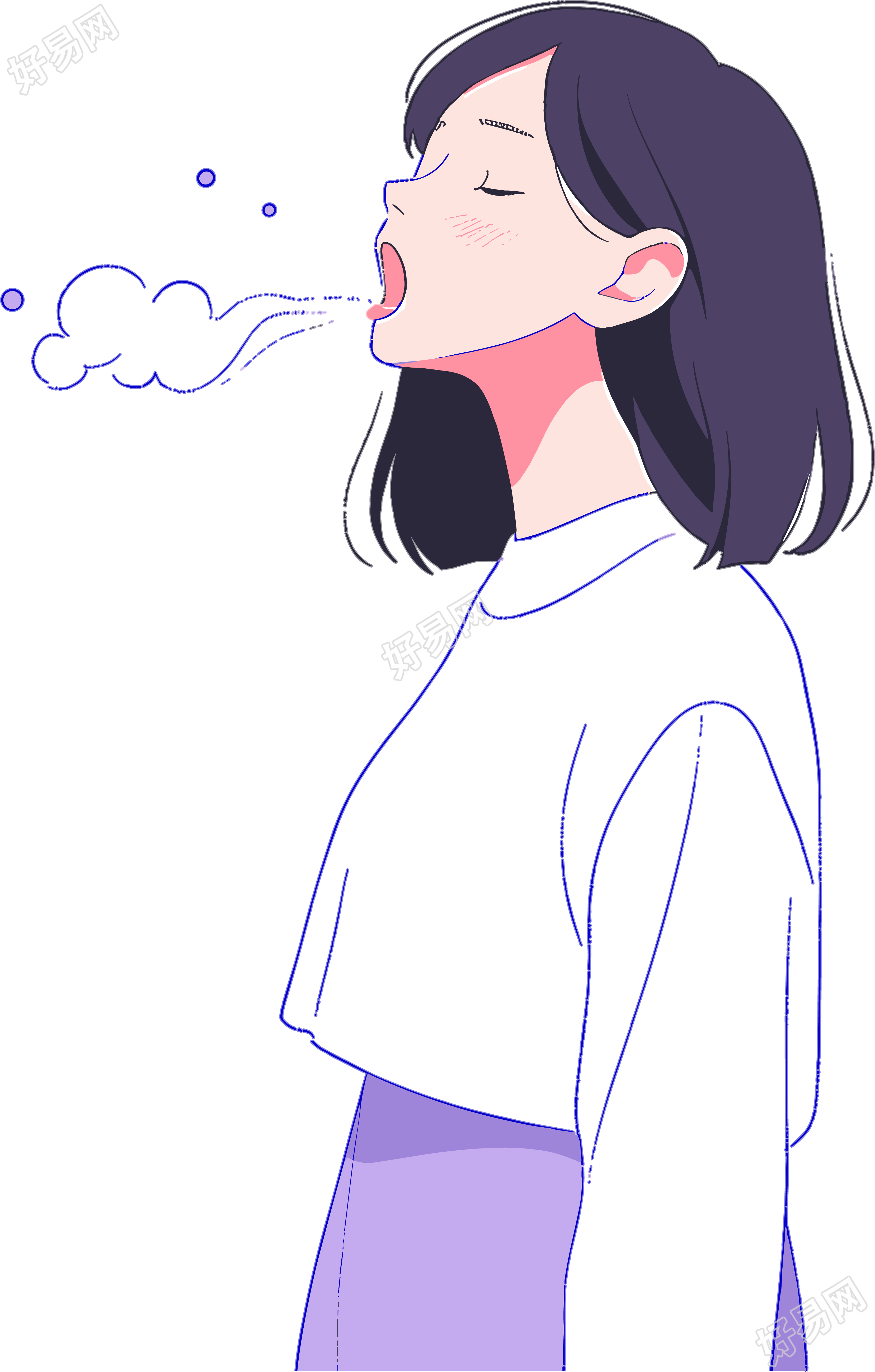 生病女孩透明背景高清设计素材