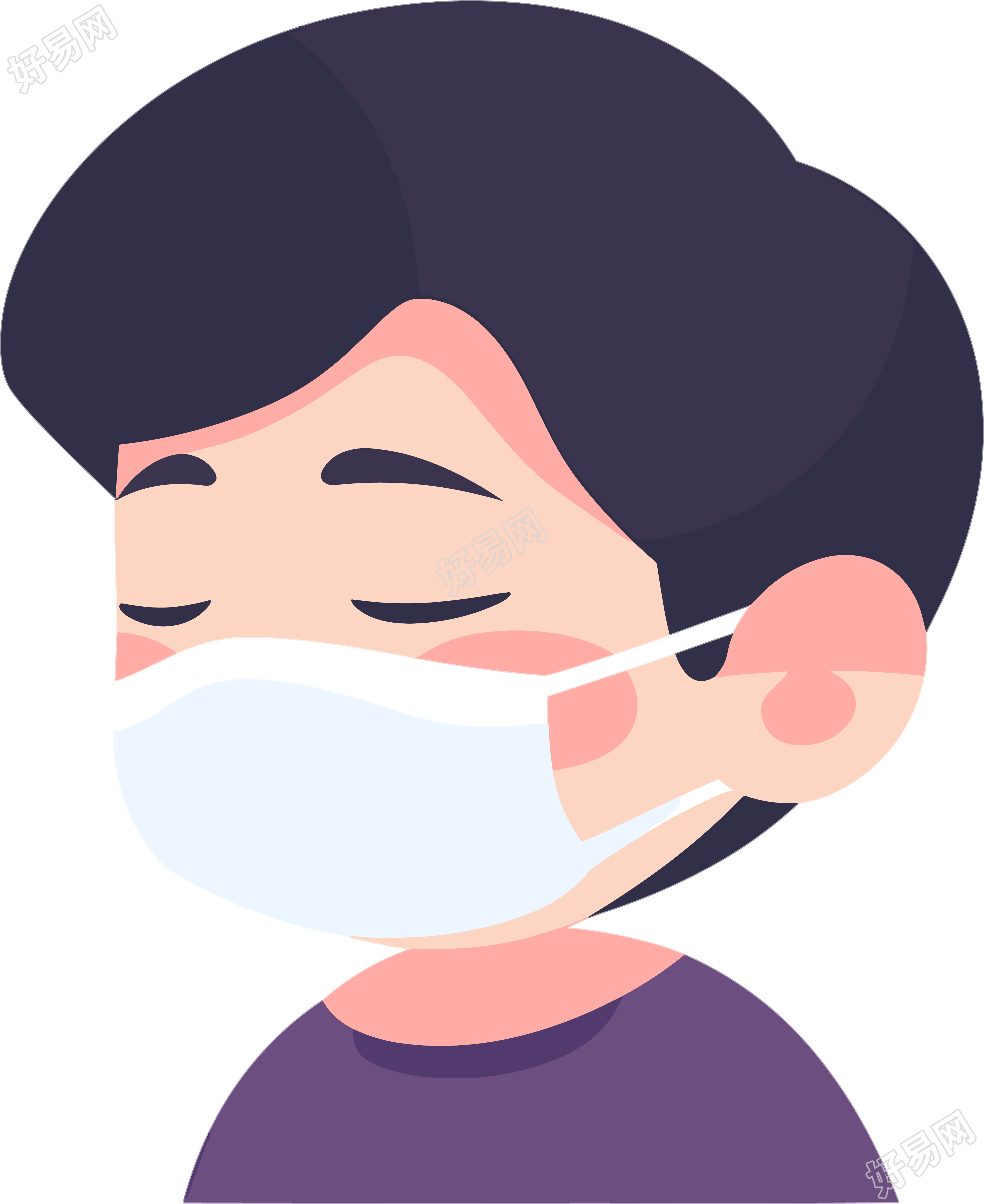 生病男孩高清PNG透明背景插画