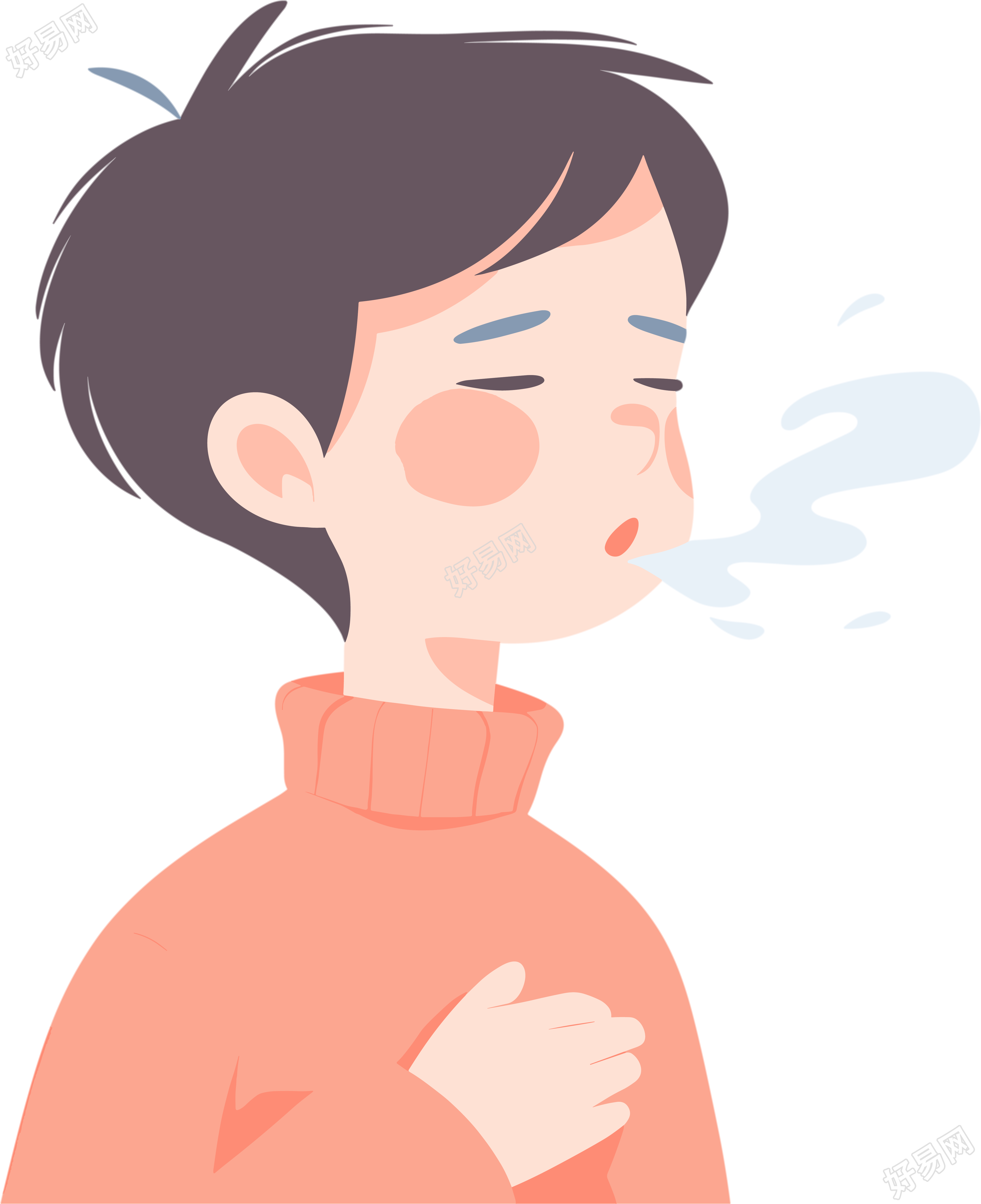 生病男孩咳嗽插图