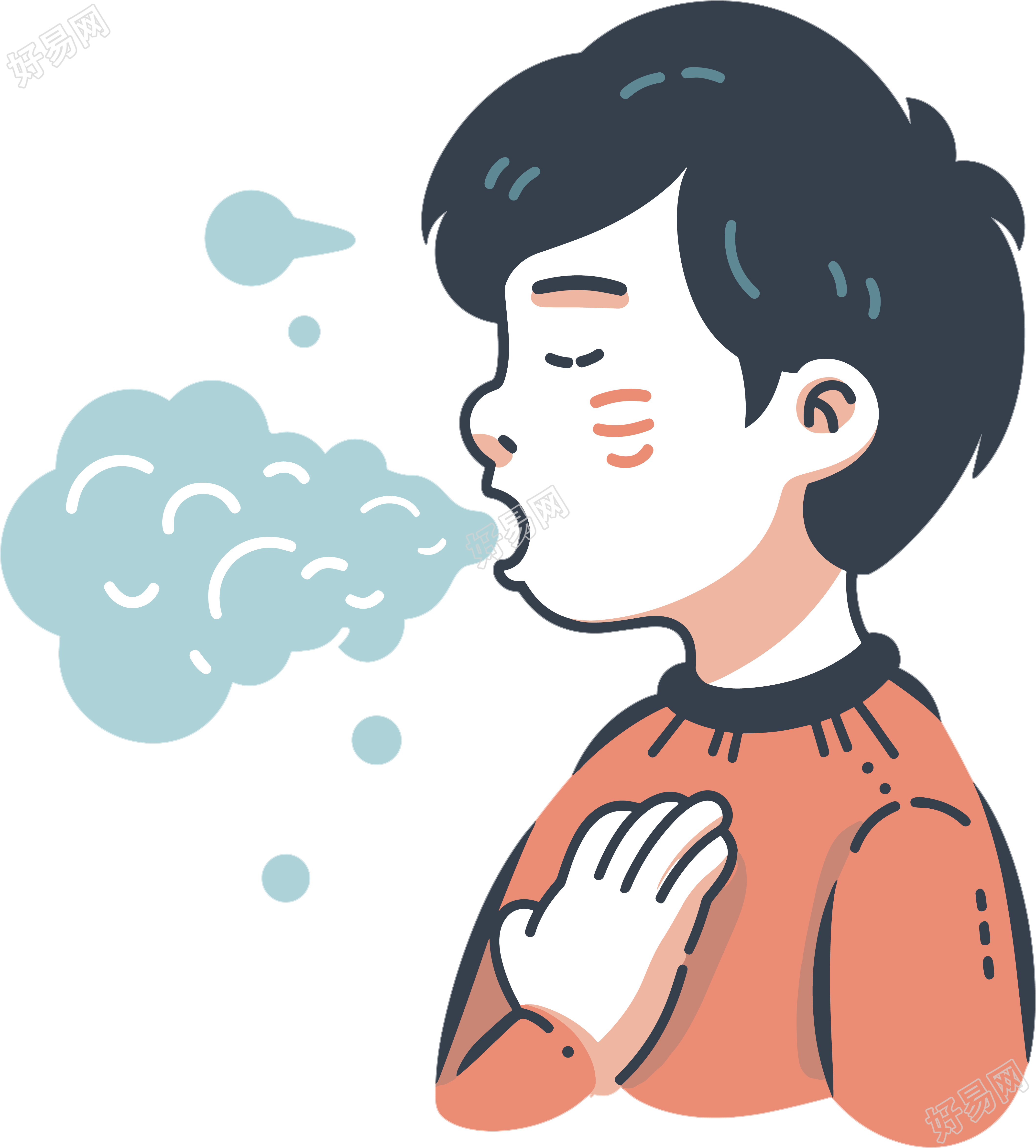 生病男孩咳嗽明亮高清素材