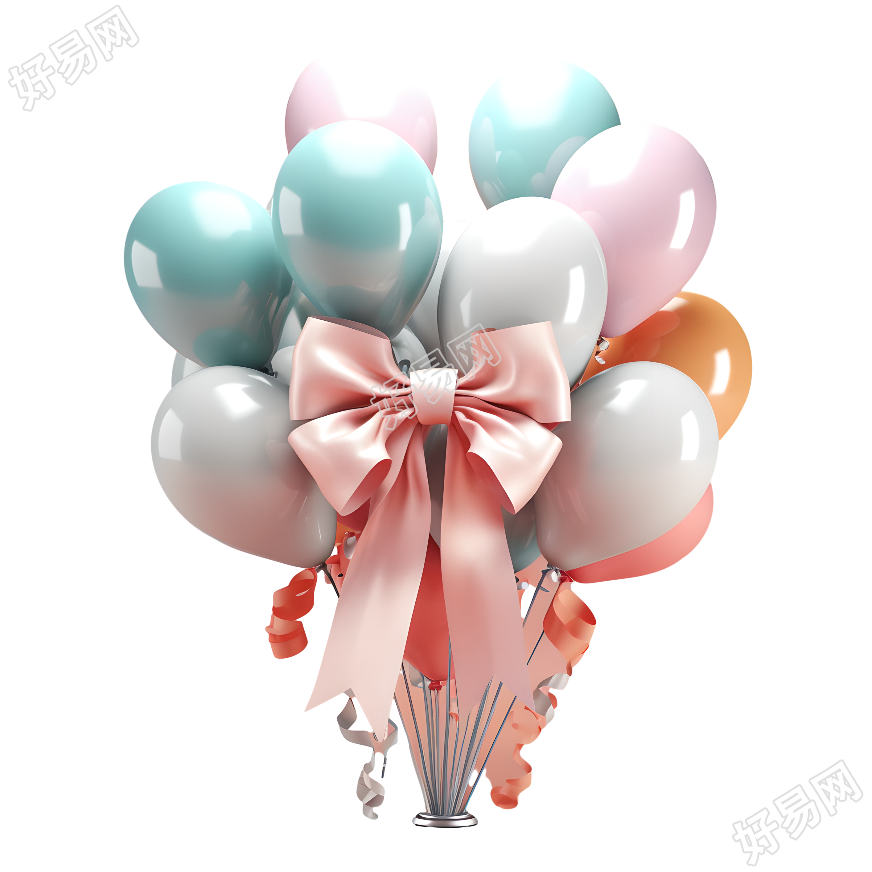 3D气球粉色蝴蝶结素材